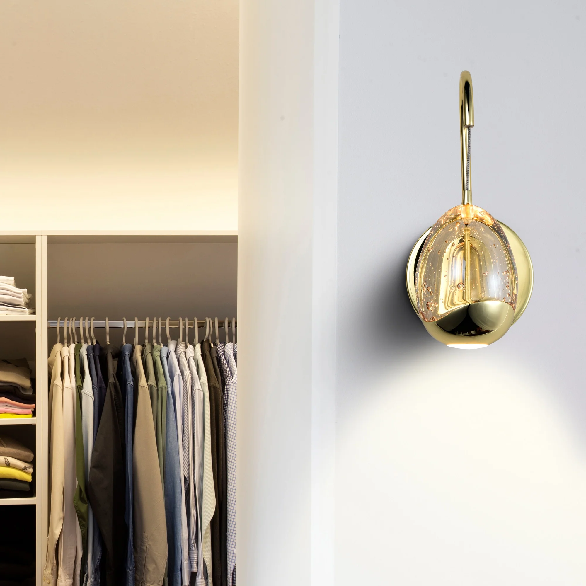 VONN Artisan Venezia VAW1201GL 5" Integrated LED ETL Certified Wall Sconce Light with Glass Shade, Gold - Image 2
