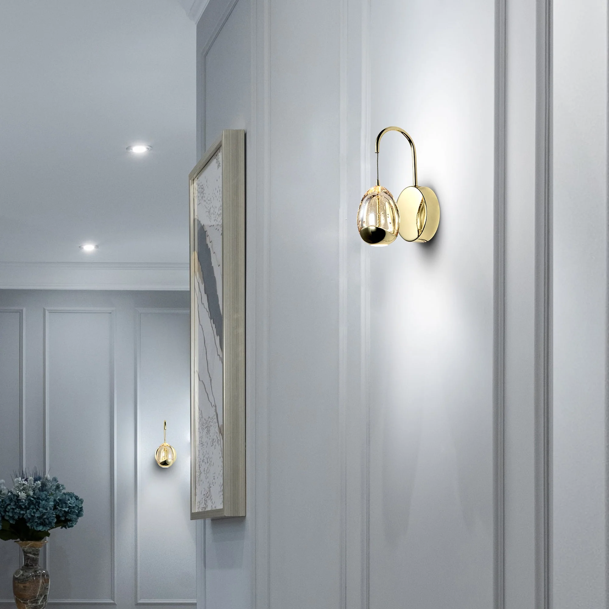 VONN Artisan Venezia VAW1201GL 5" Integrated LED ETL Certified Wall Sconce Light with Glass Shade, Gold - Image 3