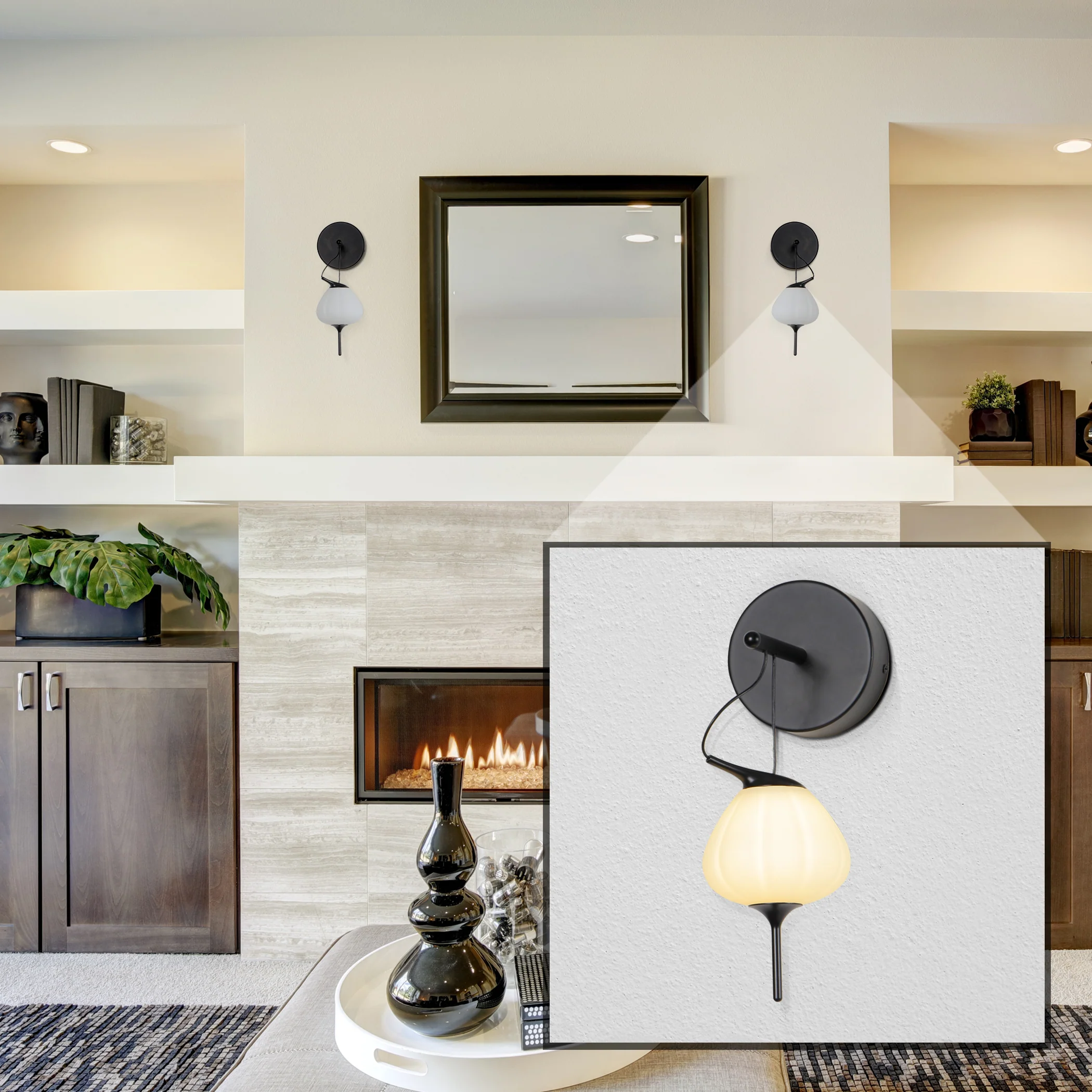 VONN Artisan Lecce VAW1221BL 13" Integrated LED ETL Certified Wall Sconce Light with Glass Shade in Black - Image 5