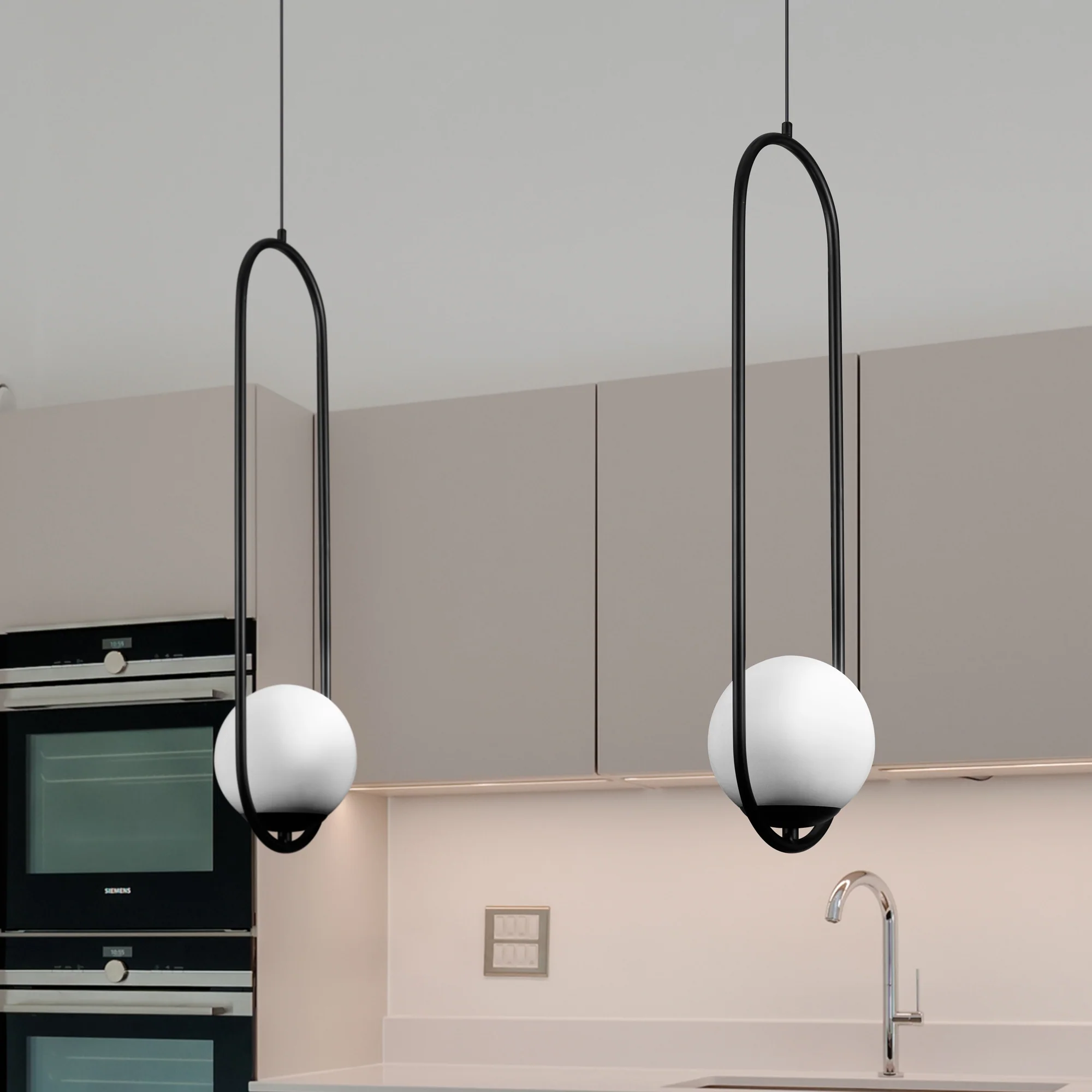 VONN Capri VCP2105BL 7" Integrated LED ETL Certified Height Adjustable Pendant with Glass Shade in Black - Image 5