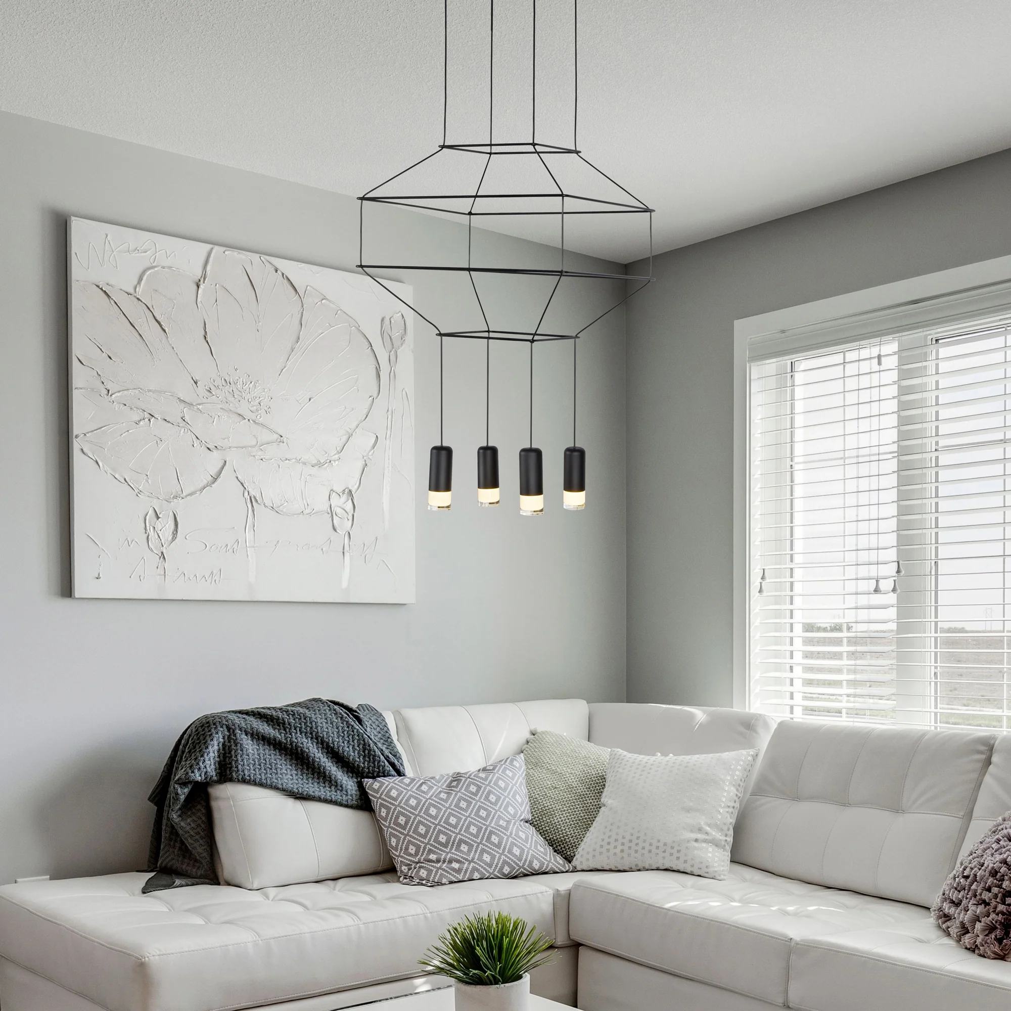 VONN Expression VEP28004BL 18" 4-Light ETL Certified Integrated LED Height Adjustable Pendant in Black - Image 5