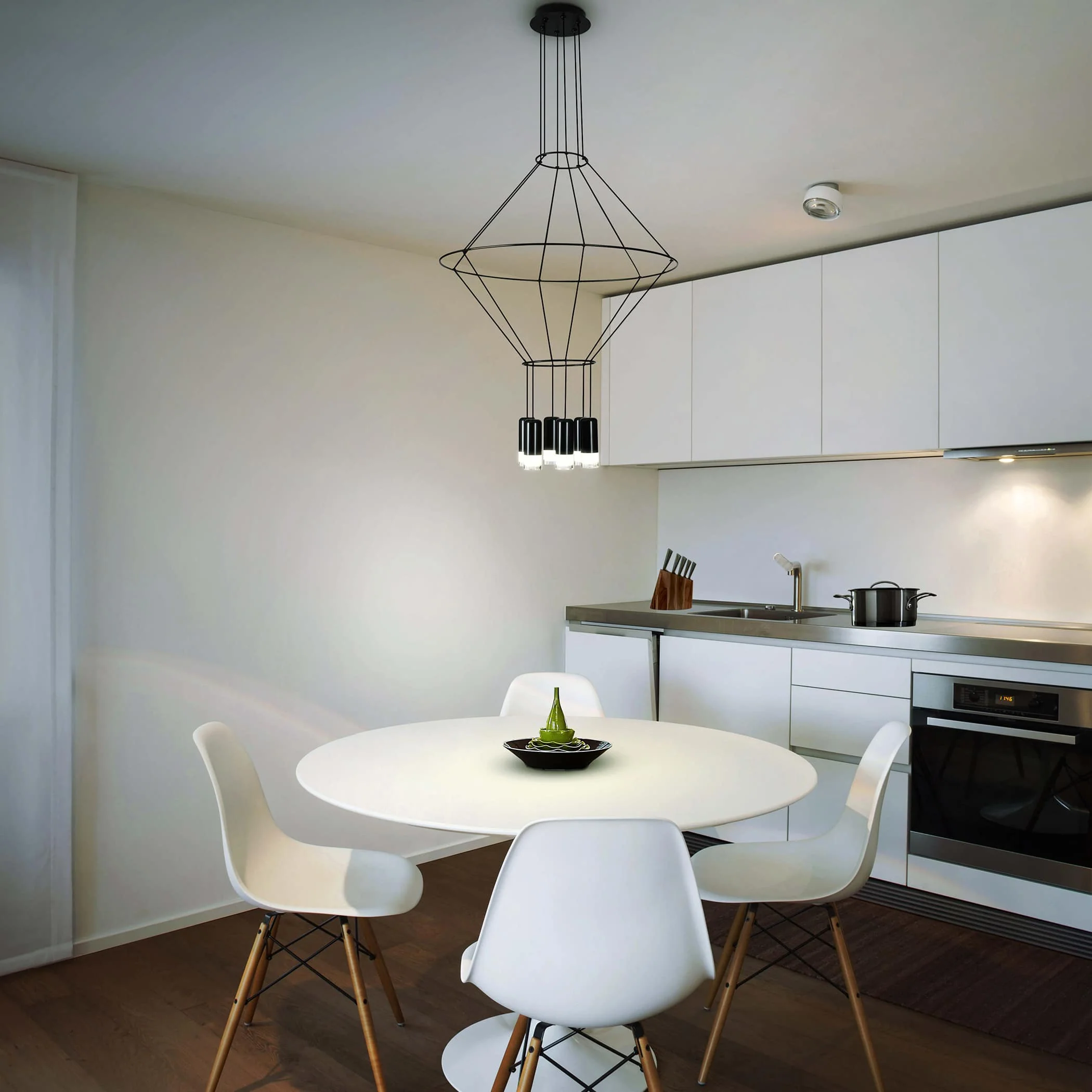 VONN Expression VEP28206BL 24" 6-Light ETL Certified Integrated LED Height Adjustable Pendant in Black - Image 4