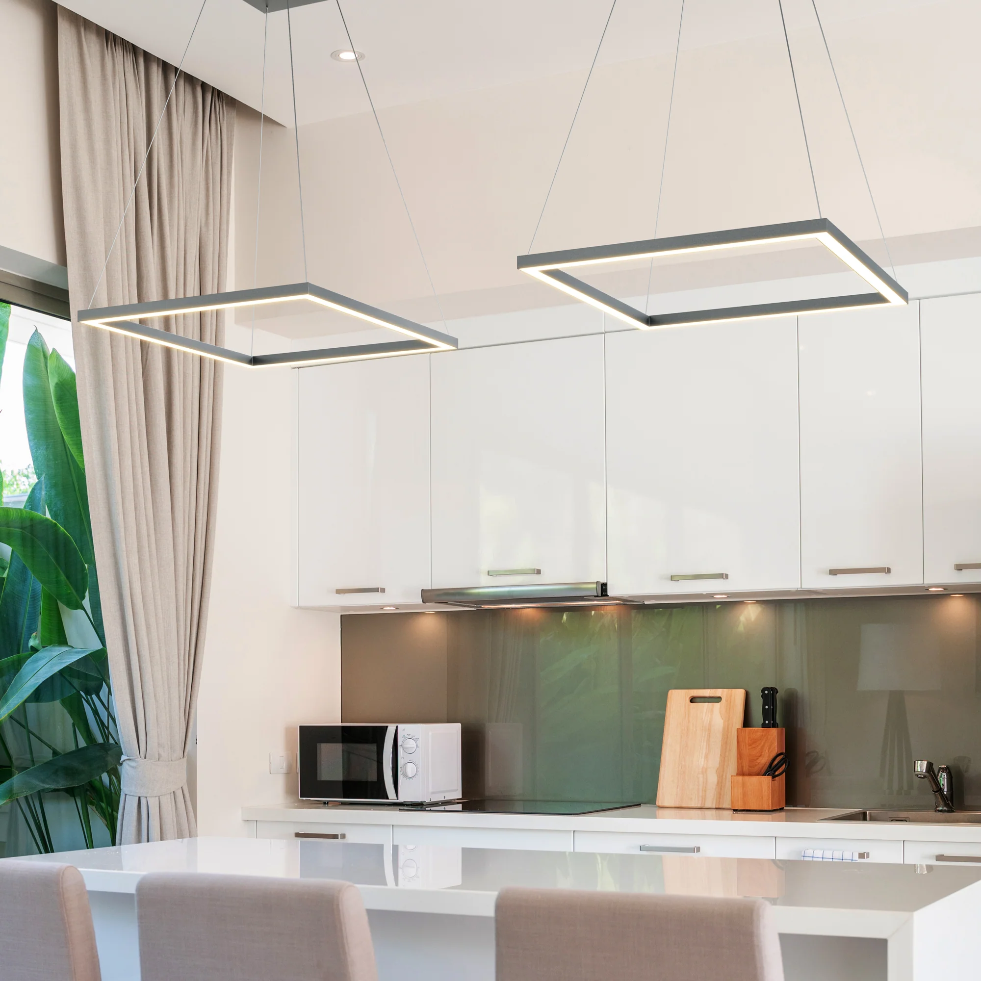 VONN Atria VMC31620AL 20" Integrated LED ETL Certified Square Chandelier Pendant, Height Adjustable Chandelier in Silver - Image 3