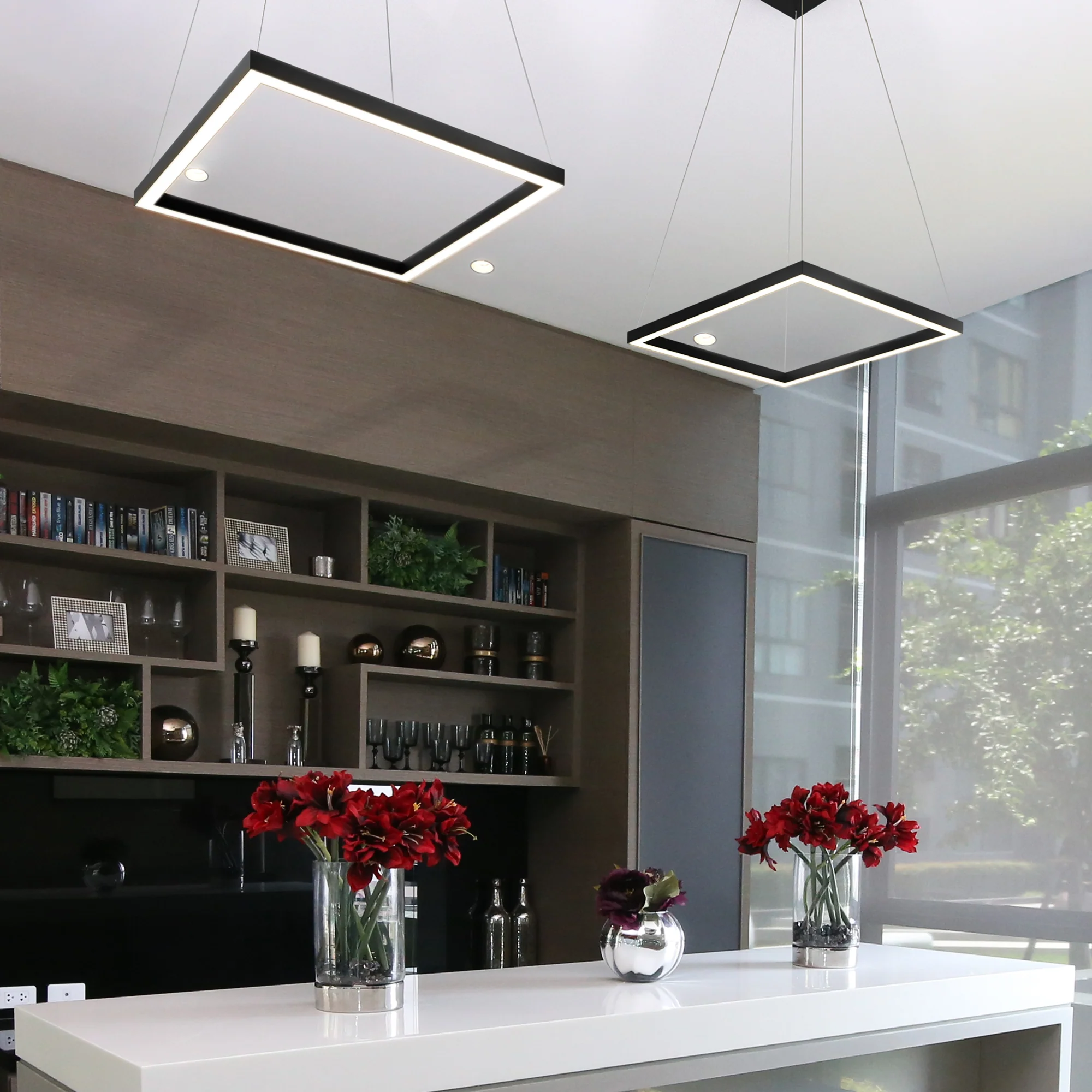 VONN Atria VMC31620BL 20" Integrated LED ETL Certified Square Chandelier Pendant Height Adjustable Chandelier in Black - Image 5