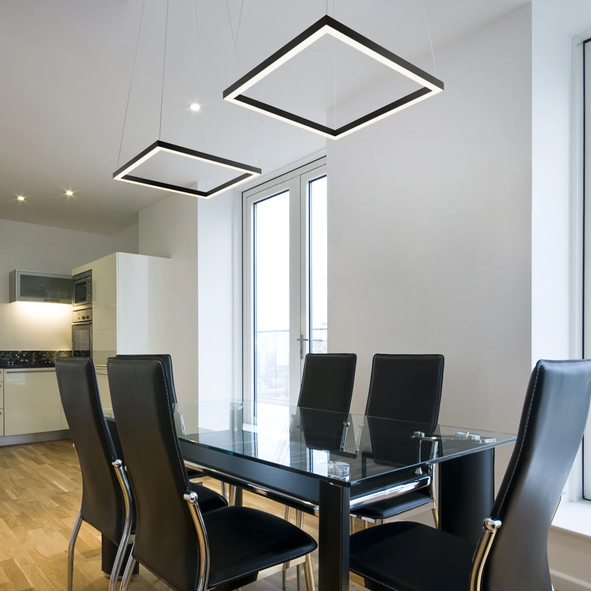 VONN Atria VMC31620BL 20" Integrated LED ETL Certified Square Chandelier Pendant Height Adjustable Chandelier in Black - Image 6