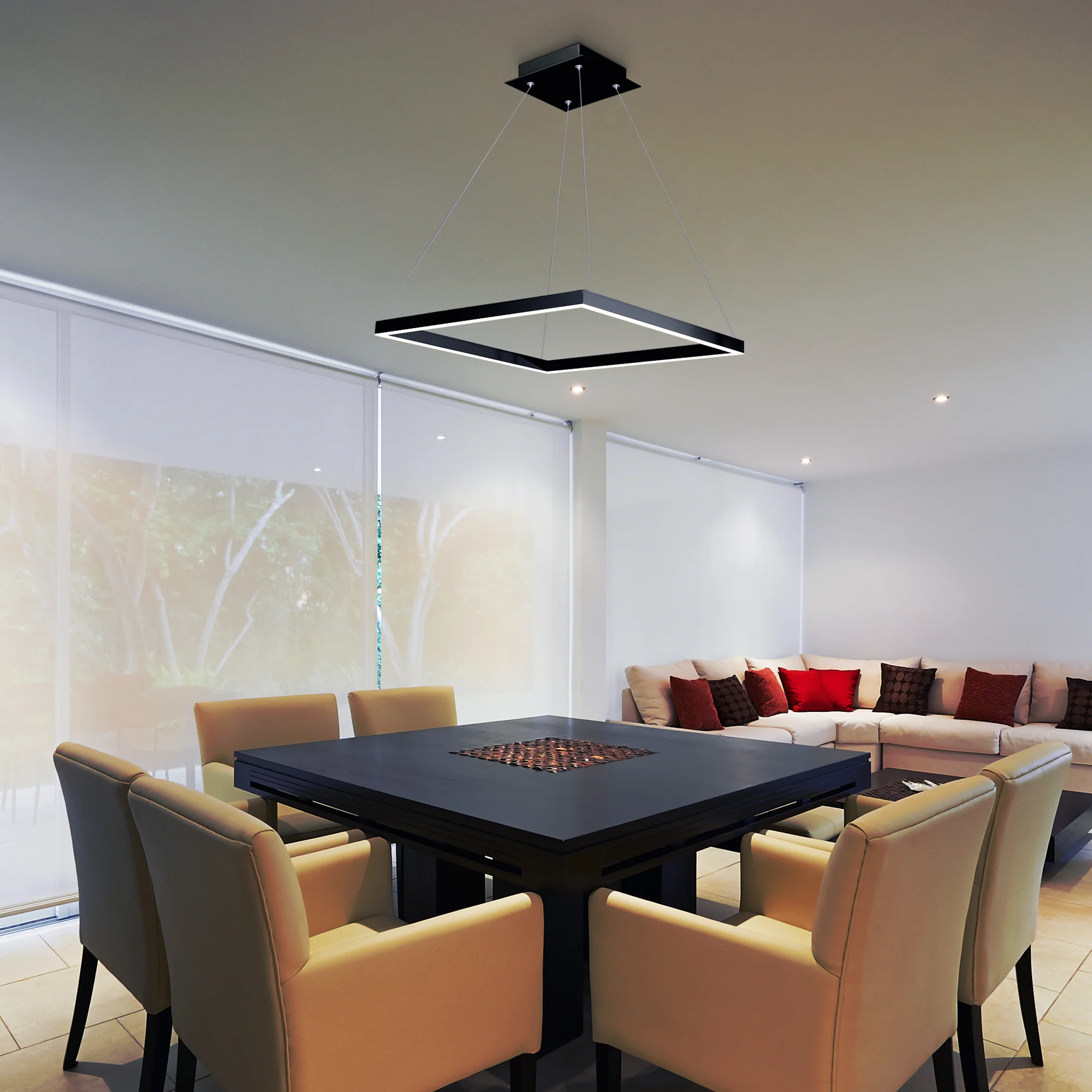VONN Atria VMC31620BL 20" Integrated LED ETL Certified Square Chandelier Pendant Height Adjustable Chandelier in Black - Image 7