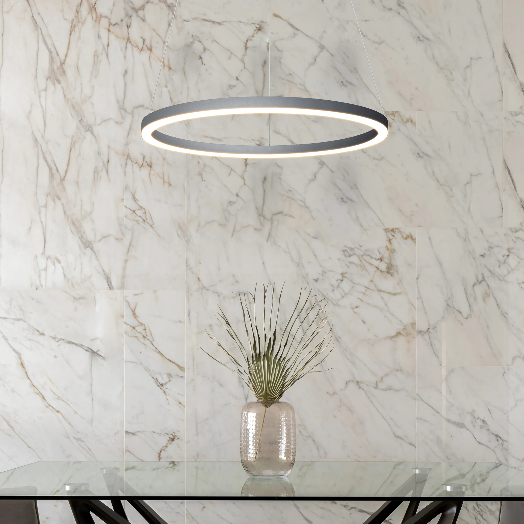 VONN Tania VMC31640AL 24" Integrated LED ETL Certified Pendant, Height Adjustable Ring Chandelier in Silver - Image 5