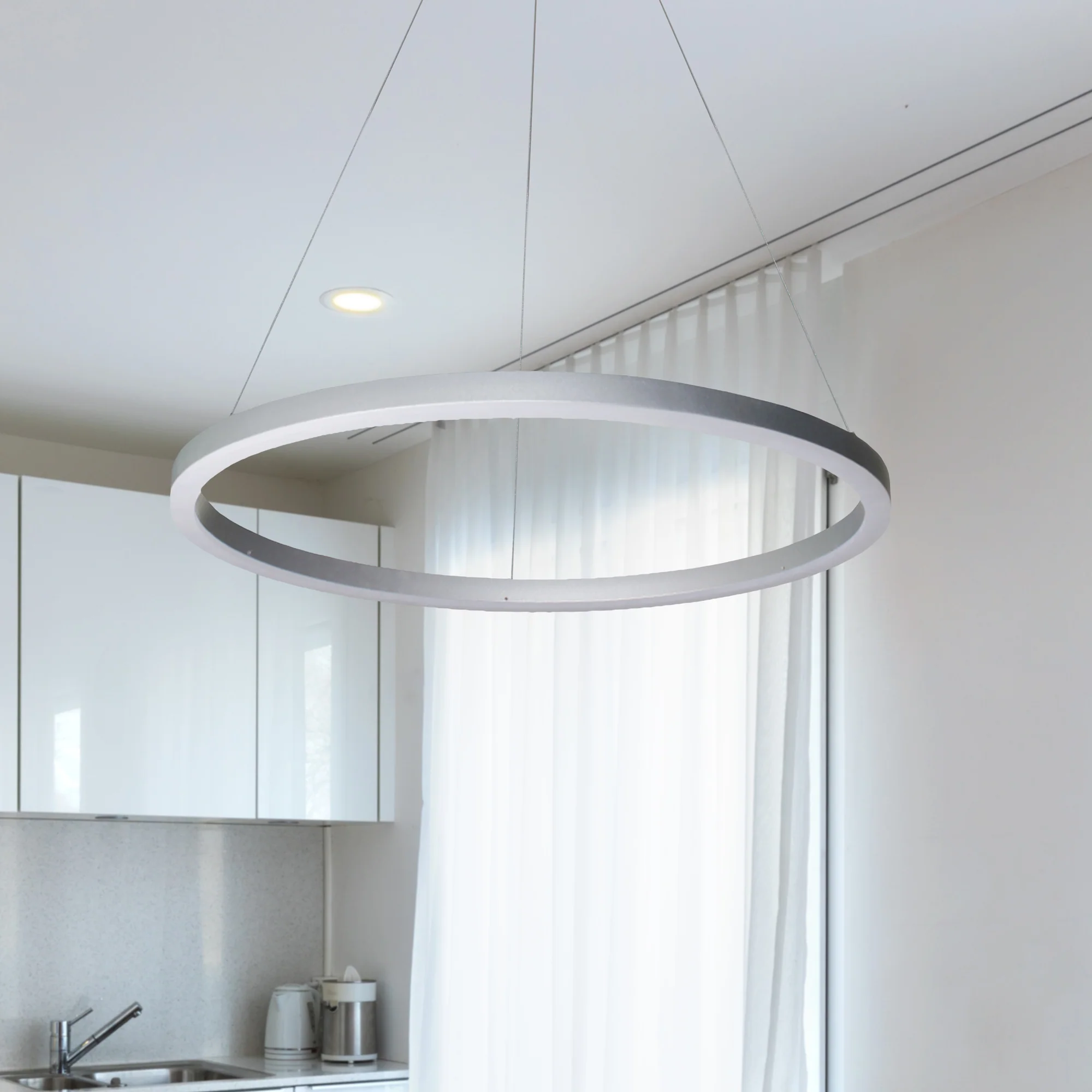 VONN Tania VMC31640AL 24" Integrated LED ETL Certified Pendant, Height Adjustable Ring Chandelier in Silver - Image 6