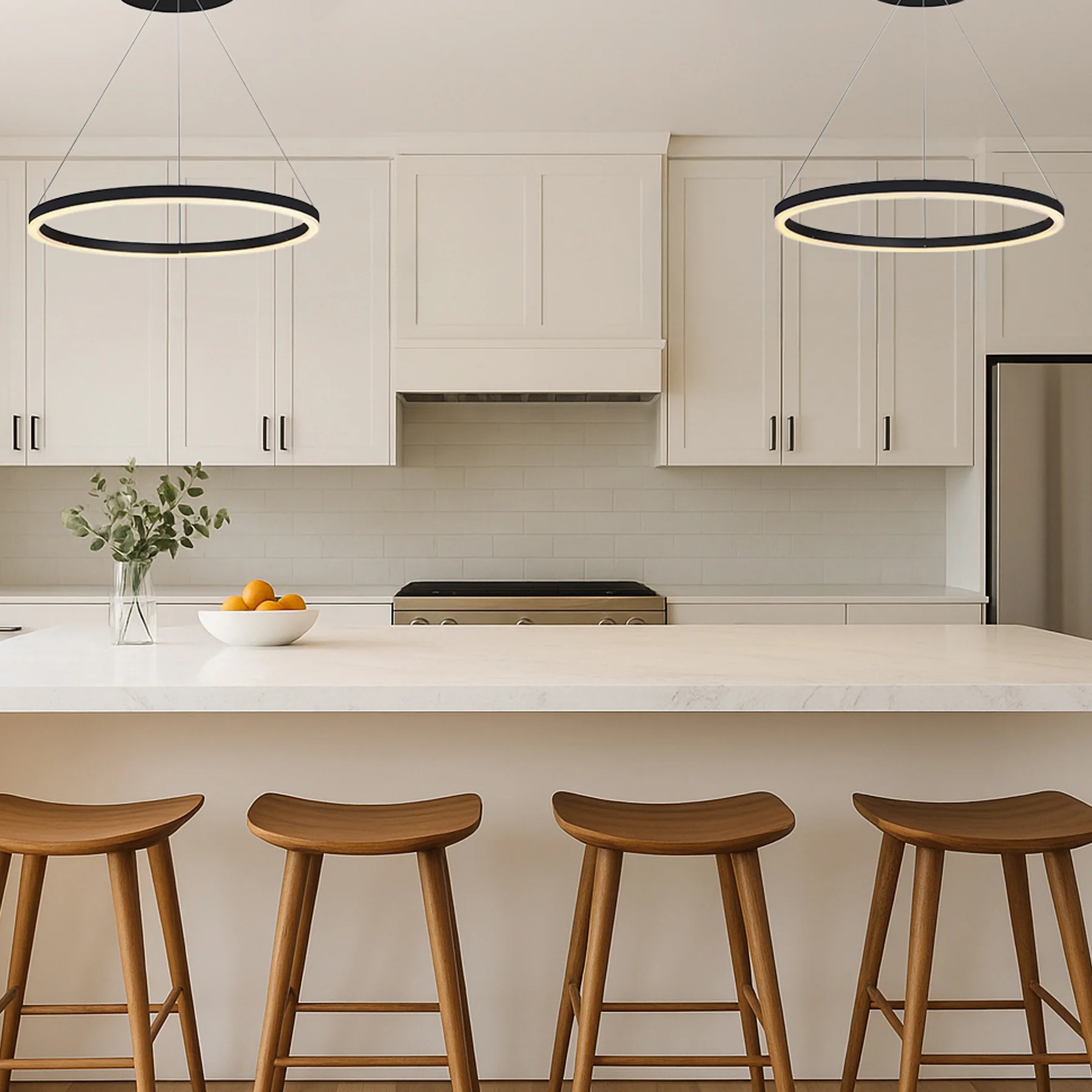 VONN Tania VMC31640BL 24" Integrated LED ETL Certified Pendant Height Adjustable Ring Chandelier in Black - Image 3