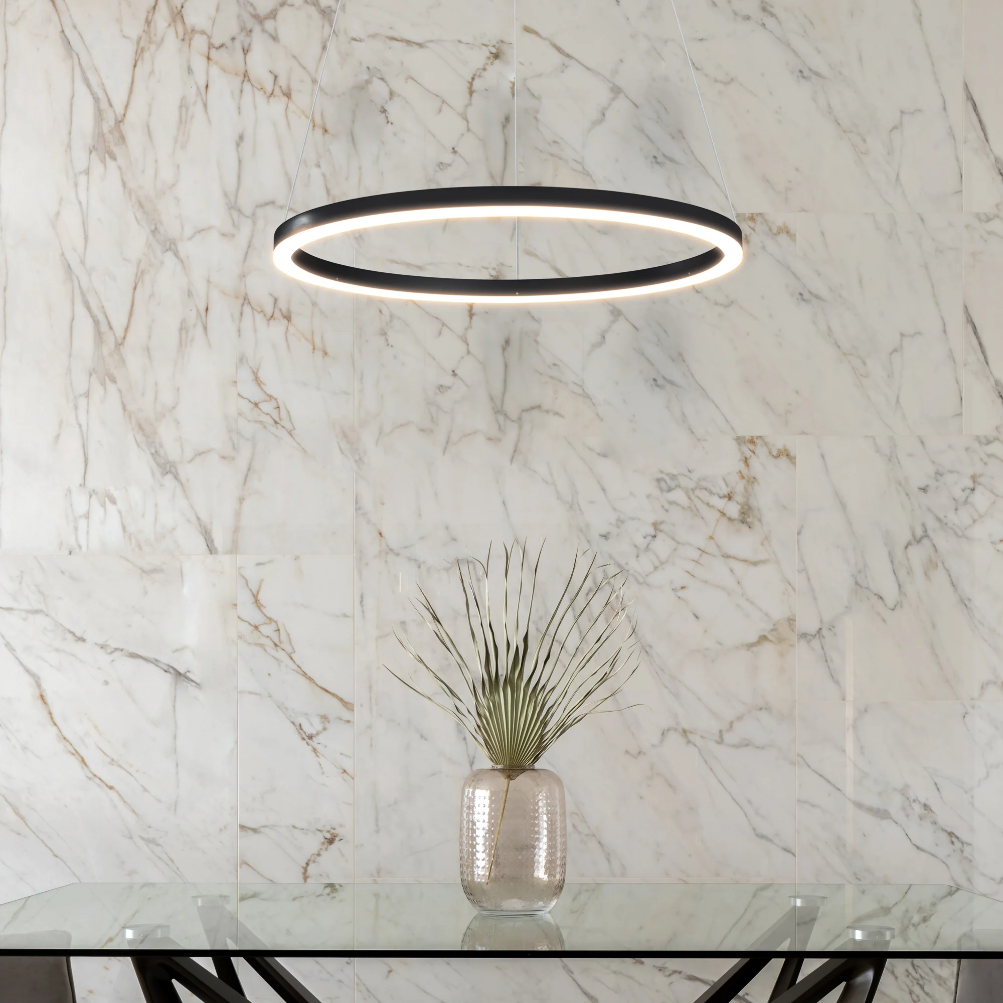 VONN Tania VMC31640BL 24" Integrated LED ETL Certified Pendant Height Adjustable Ring Chandelier in Black - Image 4