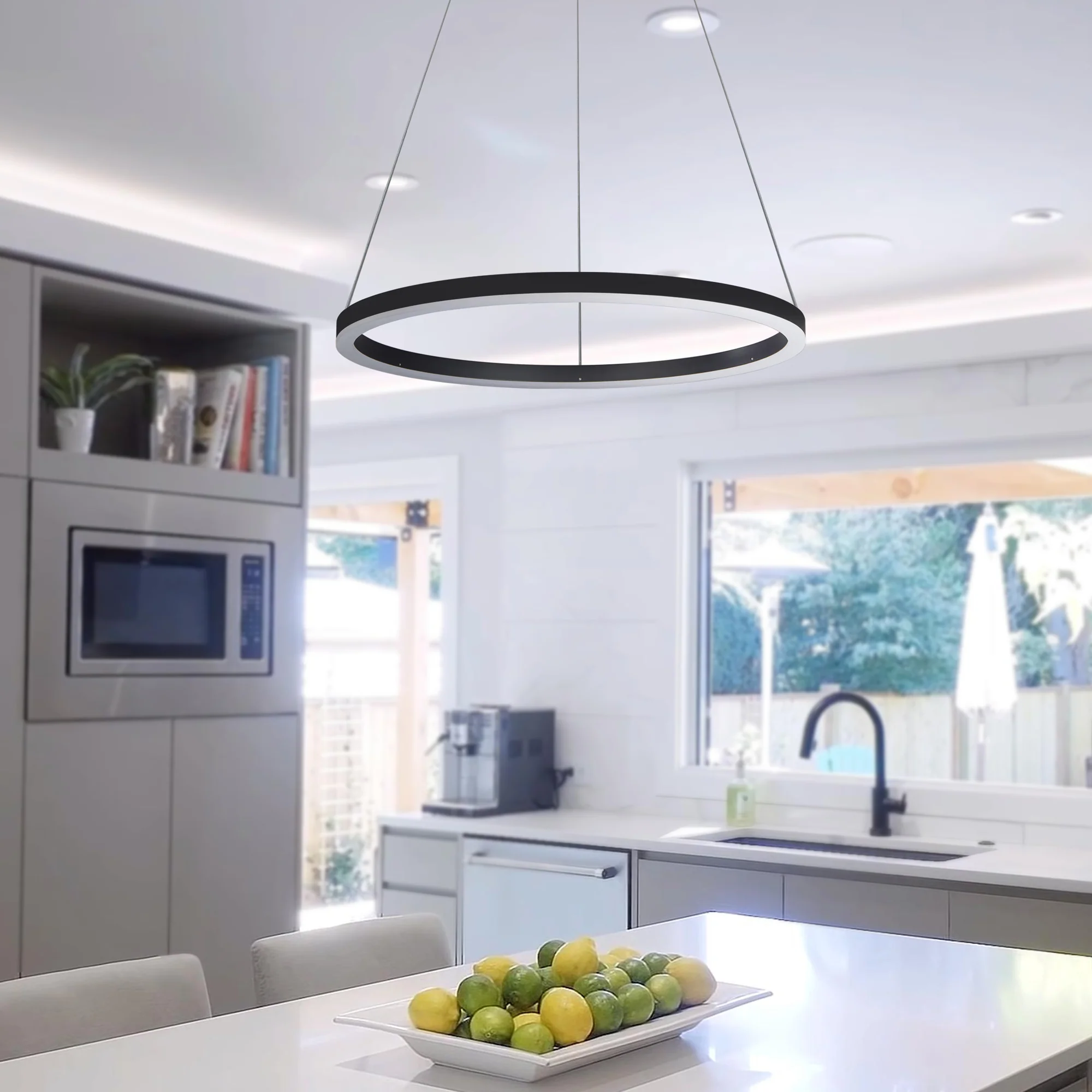 VONN Tania VMC31640BL 24" Integrated LED ETL Certified Pendant Height Adjustable Ring Chandelier in Black - Image 5