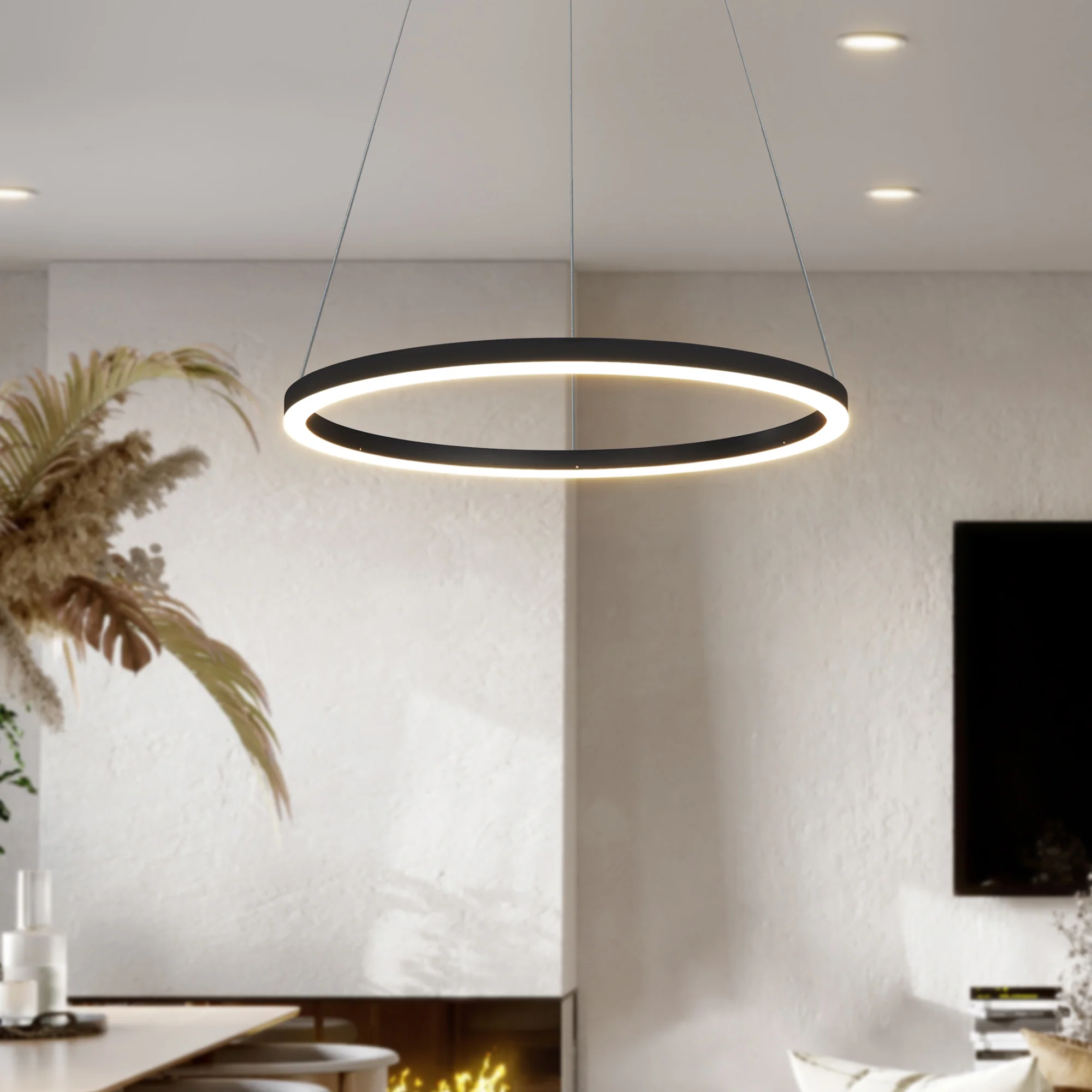 VONN Tania VMC31640BL 24" Integrated LED ETL Certified Pendant Height Adjustable Ring Chandelier in Black - Image 6