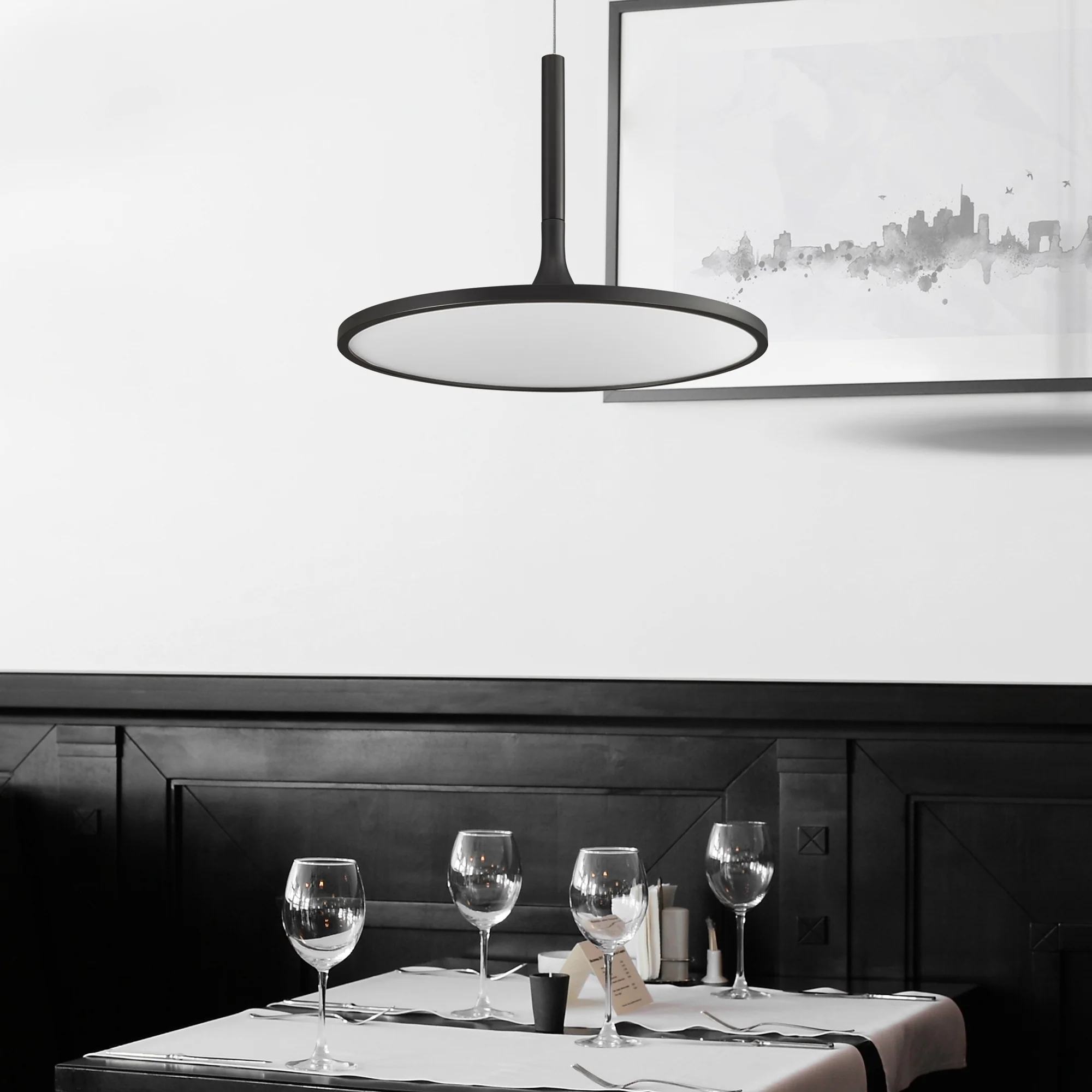 VONN Salm VMC31820BL 24" Integrated LED ETL Certified Pendant, Height Adjustable Disc Chandelier in Black - Image 5