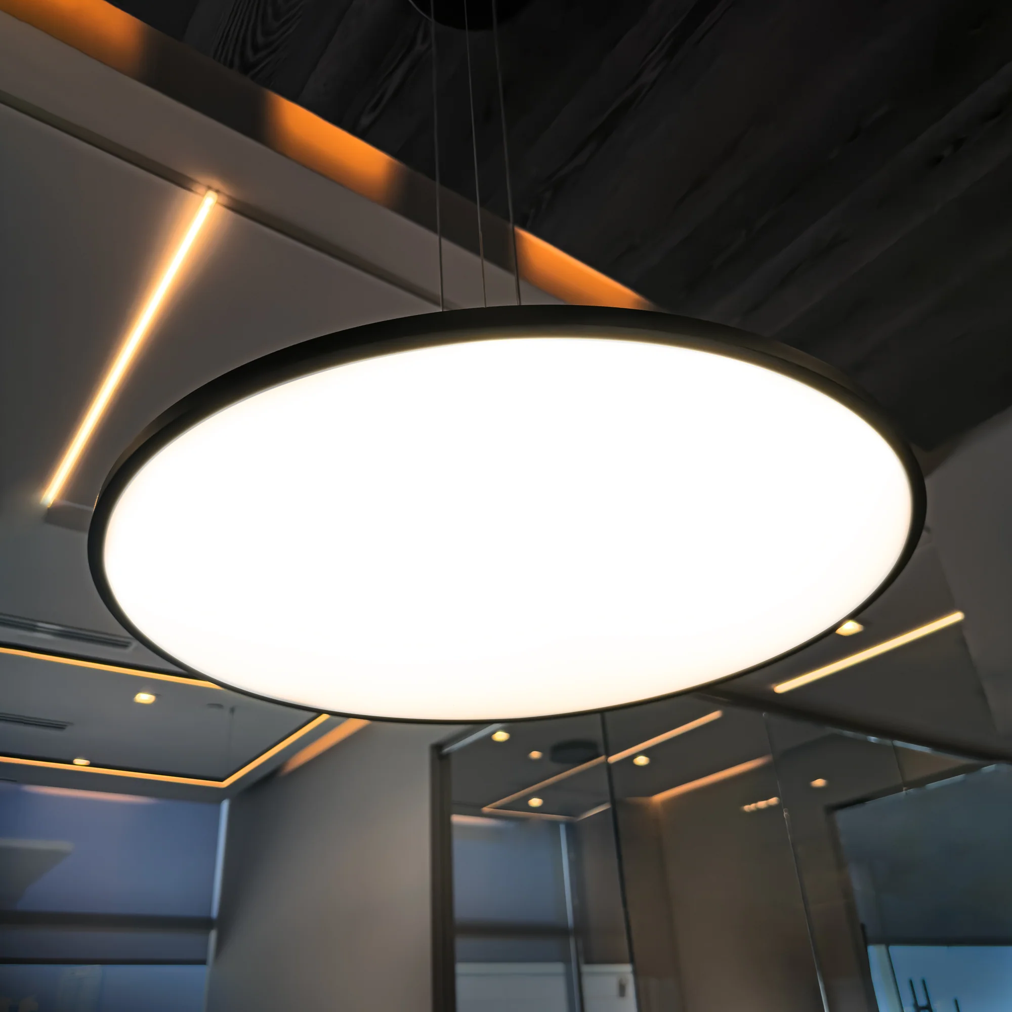 VONN Salm VMC31840BL 24" Integrated LED ETL Certified Pendant Light Height Adjustable Disc Chandelier, Black - Image 2