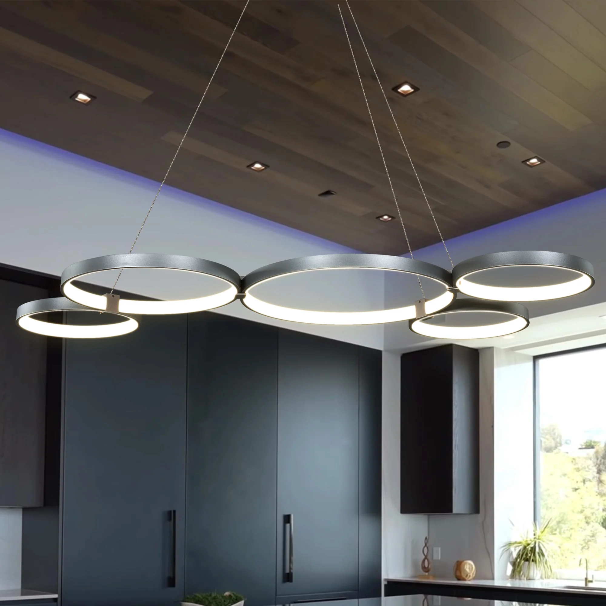 VONN Capella VMC32410AL 50" Integrated LED ETL Certified Chandelier Height Adjustable Ring Pendant in Silver - Image 4