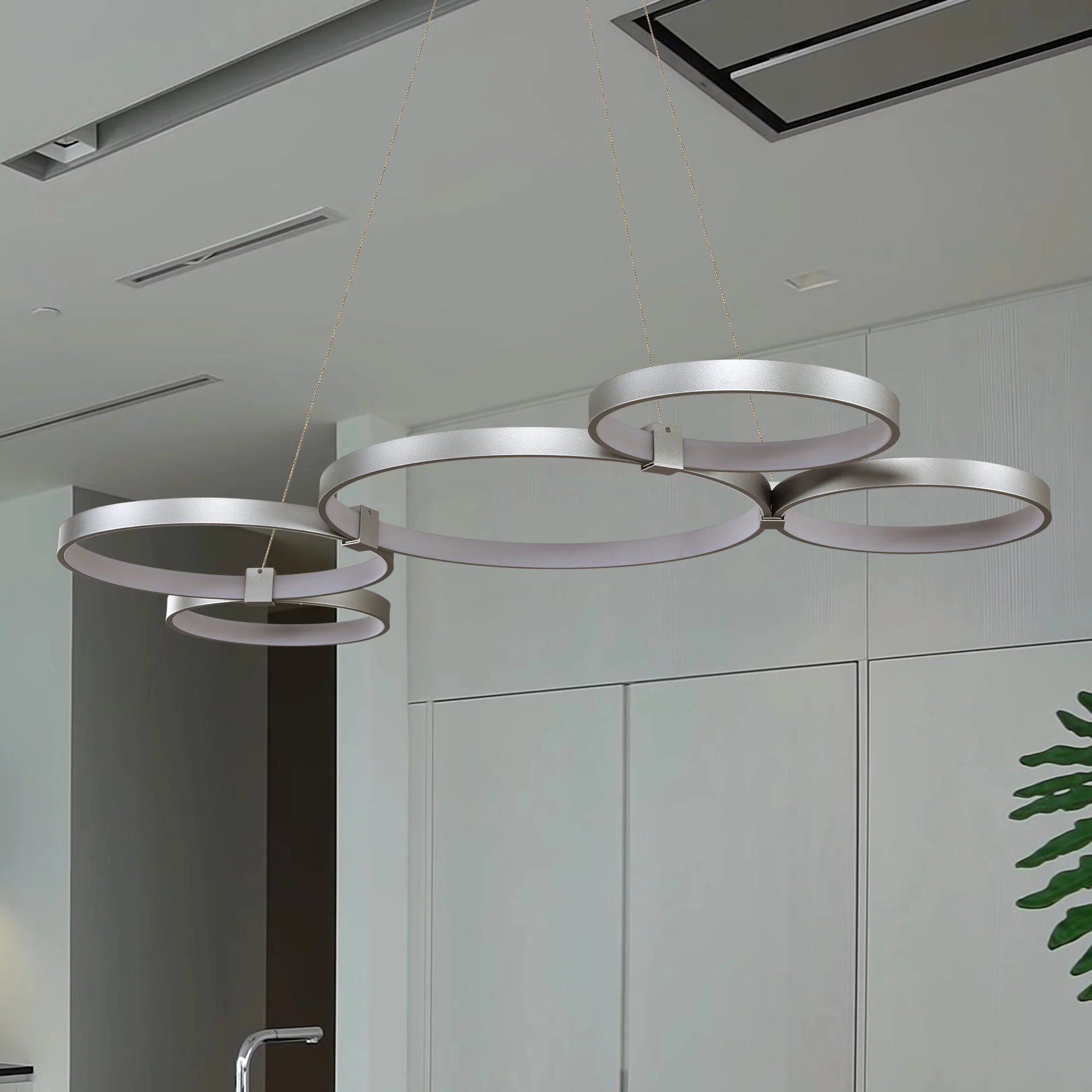 VONN Capella VMC32410AL 50" Integrated LED ETL Certified Chandelier Height Adjustable Ring Pendant in Silver - Image 6
