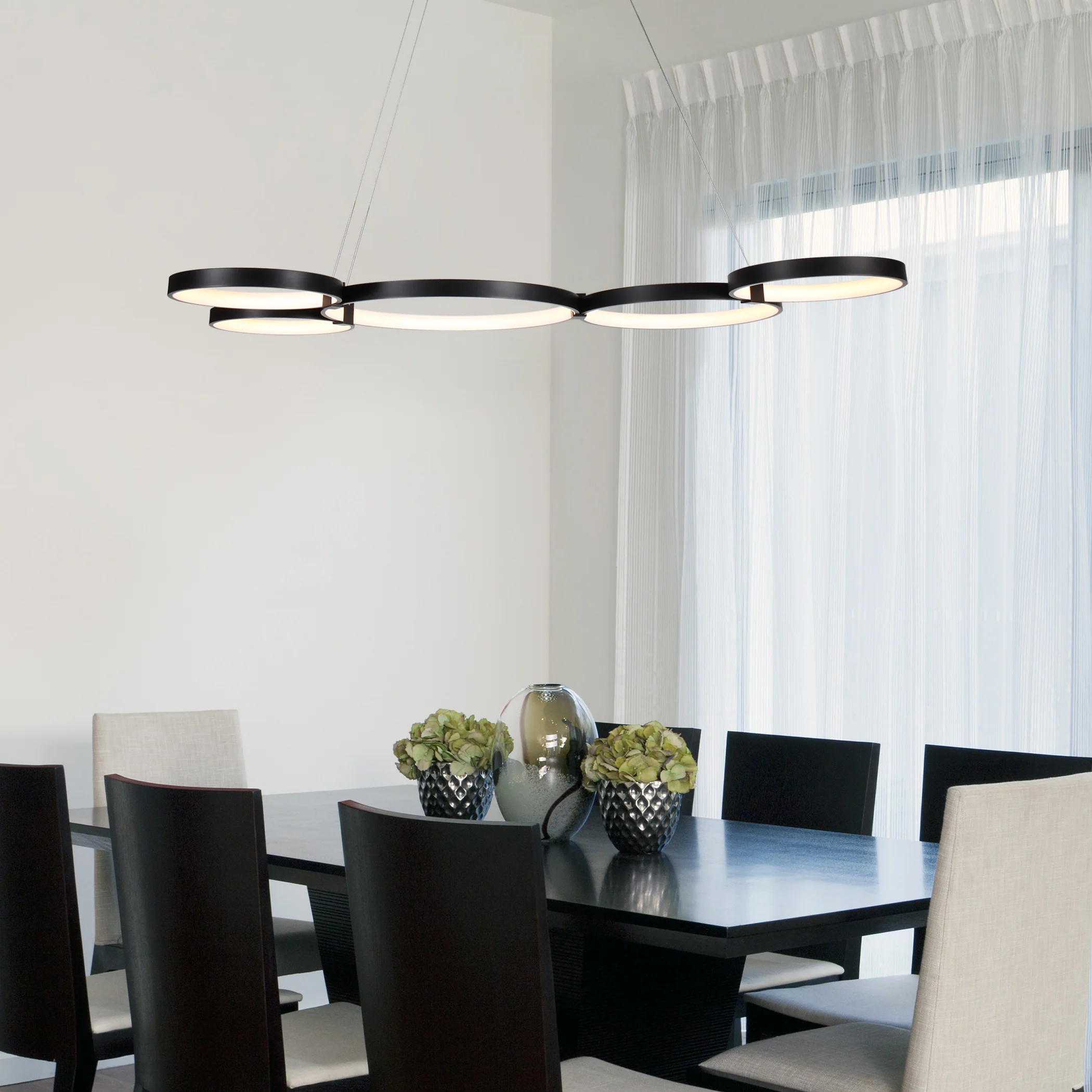 VONN Capella VMC32410BL 50" Integrated LED ETL Certified Chandelier Height Adjustable Ring Pendant in Black - Image 6