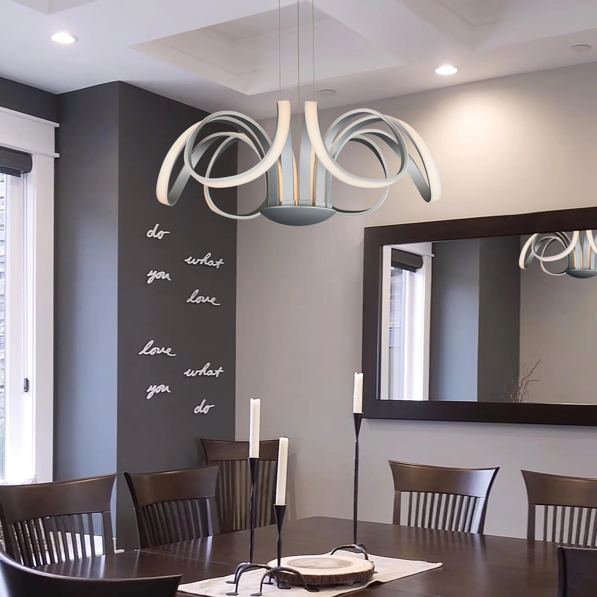 VONN Capella VMC32420AL 30" Integrated LED ETL Certified Chandelier Height Adjustable Pendant in Silver - Image 3