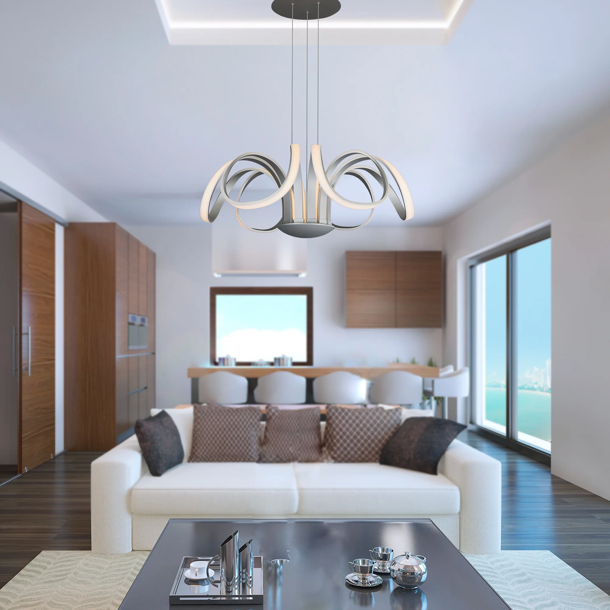 VONN Capella VMC32420AL 30" Integrated LED ETL Certified Chandelier Height Adjustable Pendant in Silver - Image 4