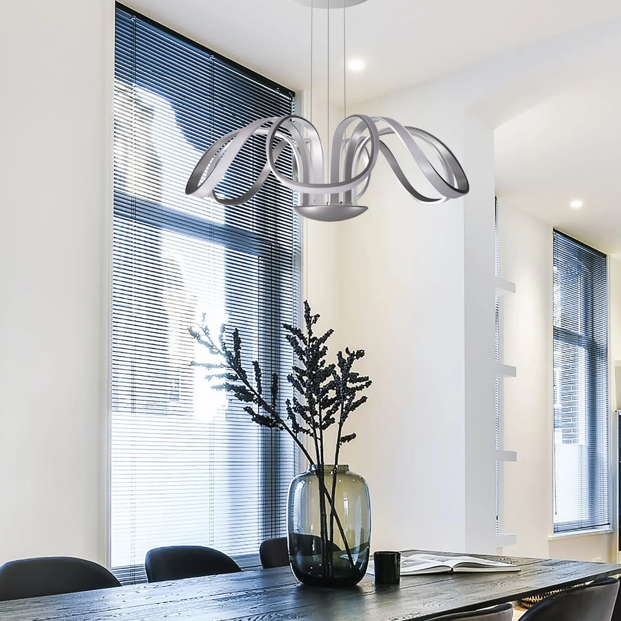 VONN Capella VMC32420AL 30" Integrated LED ETL Certified Chandelier Height Adjustable Pendant in Silver - Image 5