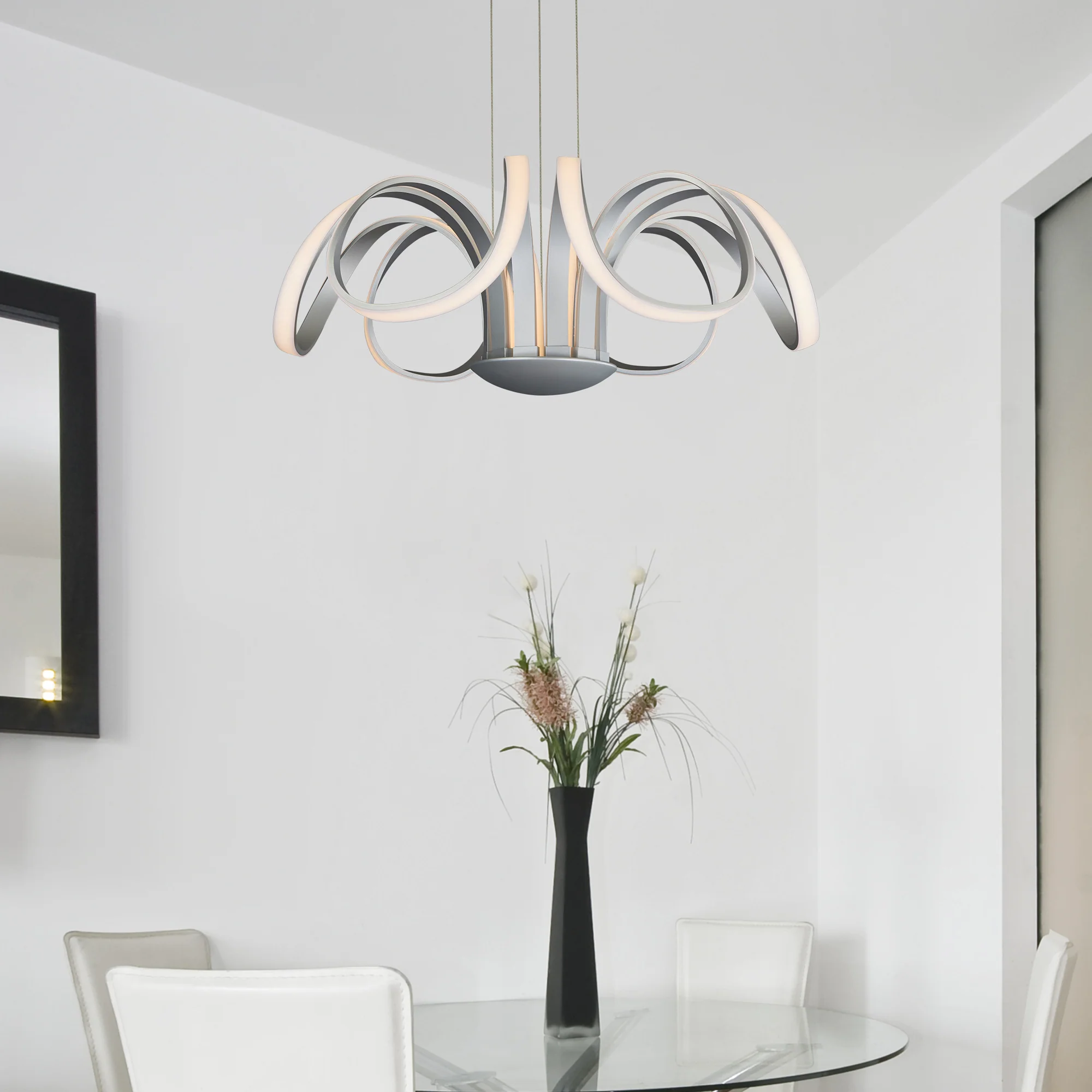 VONN Capella VMC32420AL 30" Integrated LED ETL Certified Chandelier Height Adjustable Pendant in Silver - Image 6