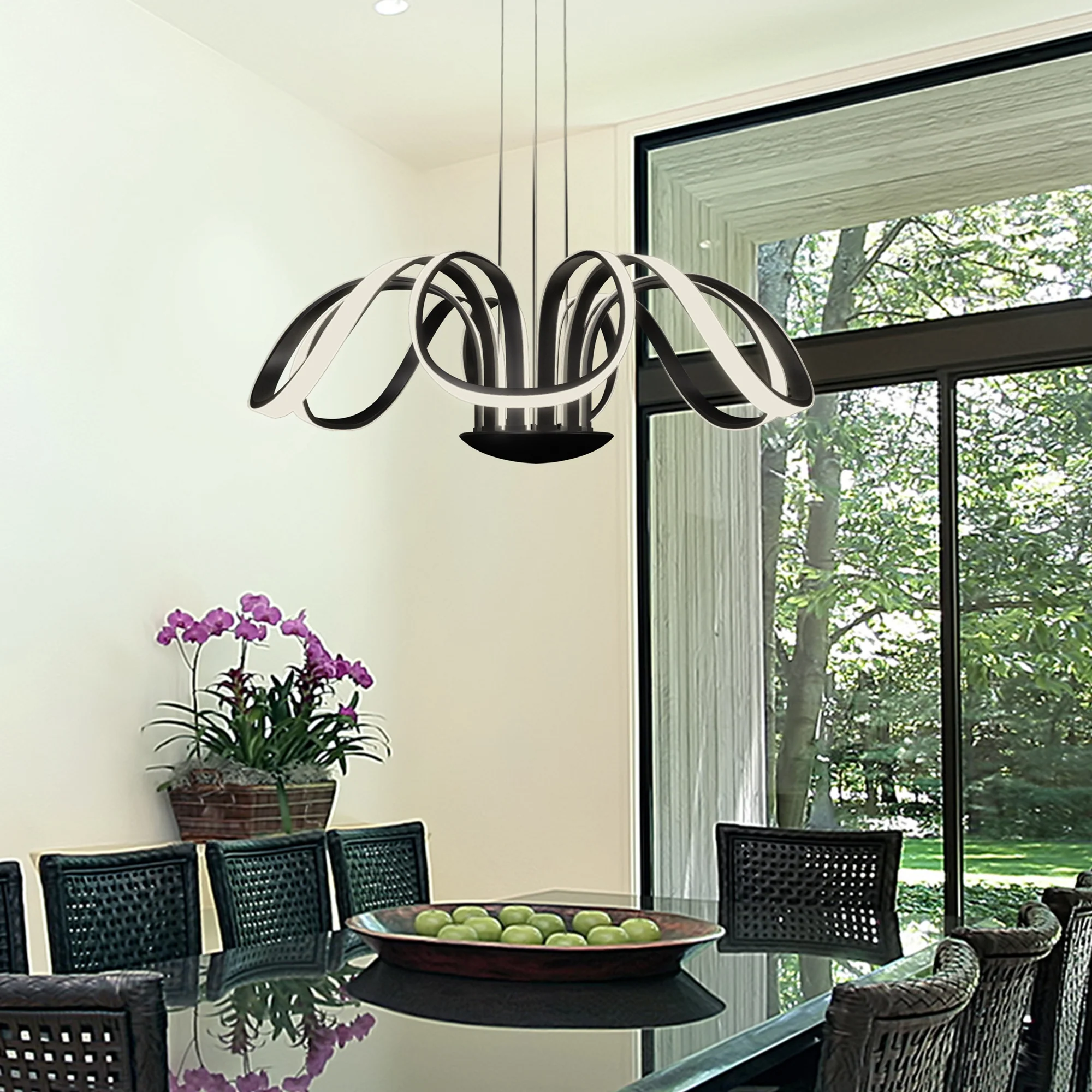 VONN Capella VMC32420BL 30" Integrated LED ETL Certified Chandelier Height Adjustable Pendant in Black - Image 3