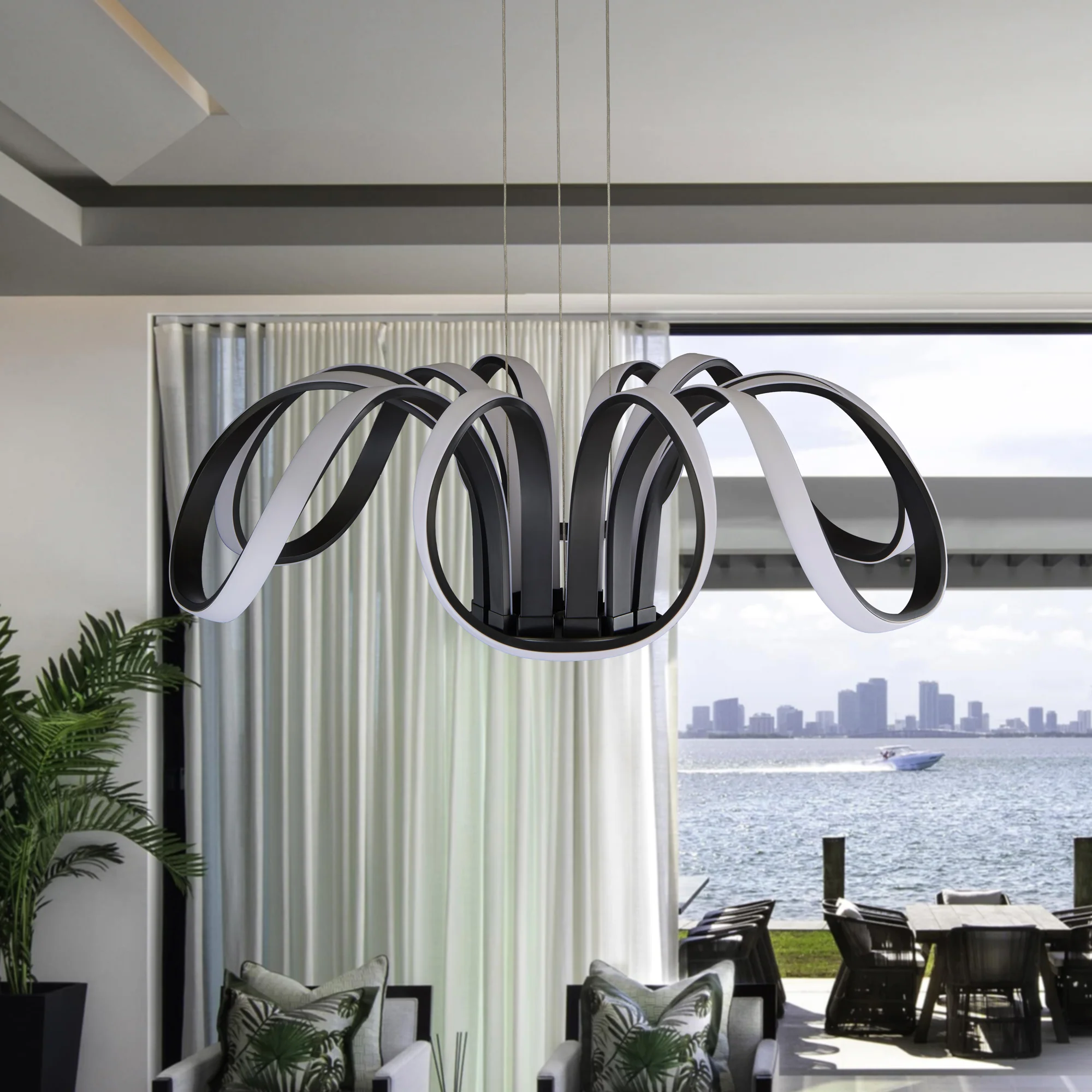 VONN Capella VMC32420BL 30" Integrated LED ETL Certified Chandelier Height Adjustable Pendant in Black - Image 6