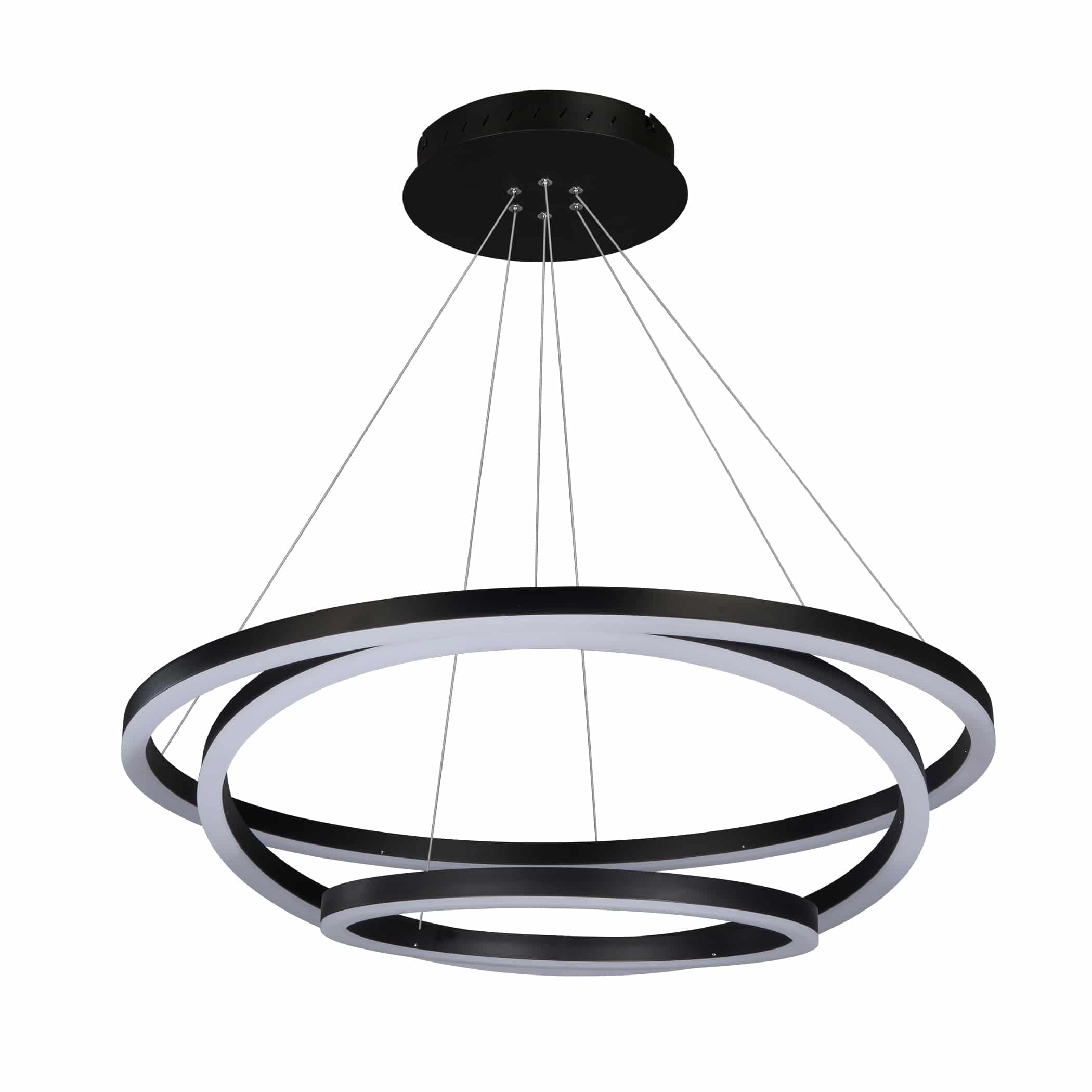 VONN Tania Trio VMC32500BL 32" Integrated LED ETL Certified Ring Chandelier Height Adjustable Black Pendant - Image 11