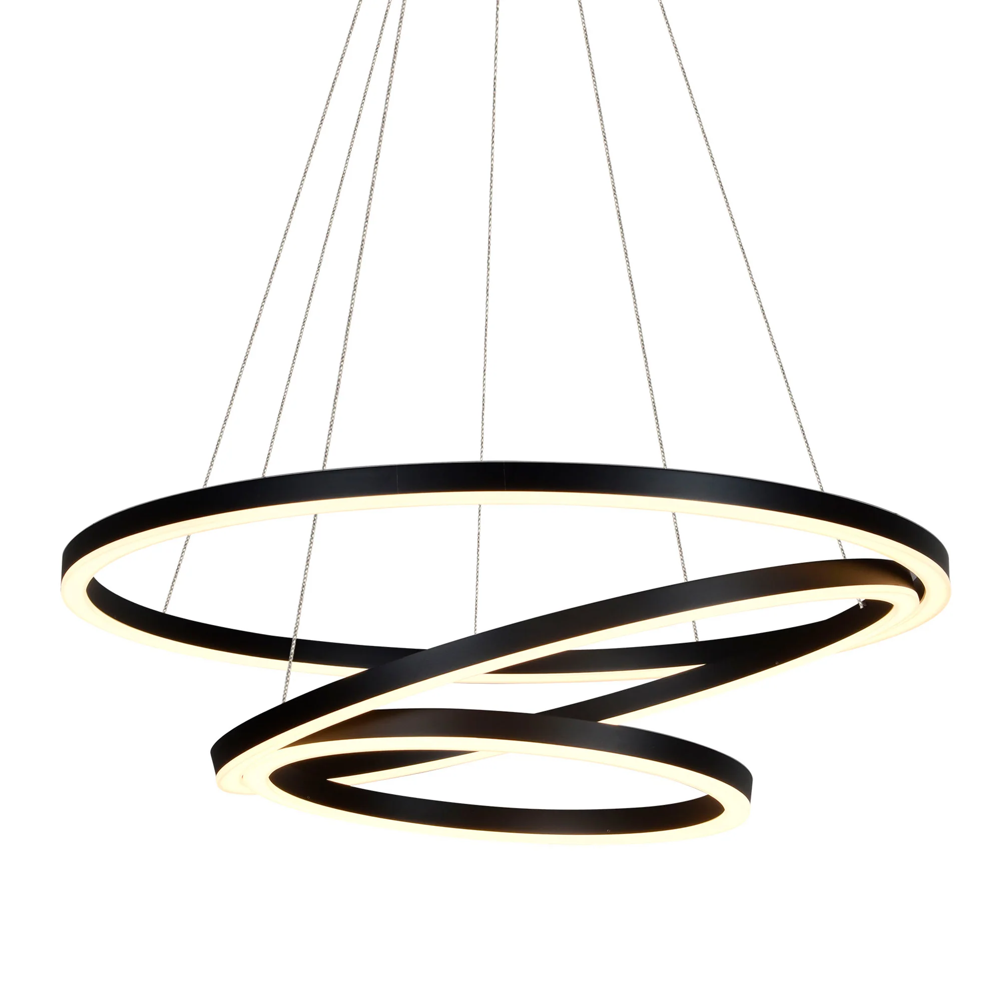 VONN Tania Trio VMC32500BL 32" Integrated LED ETL Certified Ring Chandelier Height Adjustable Black Pendant - Image 9