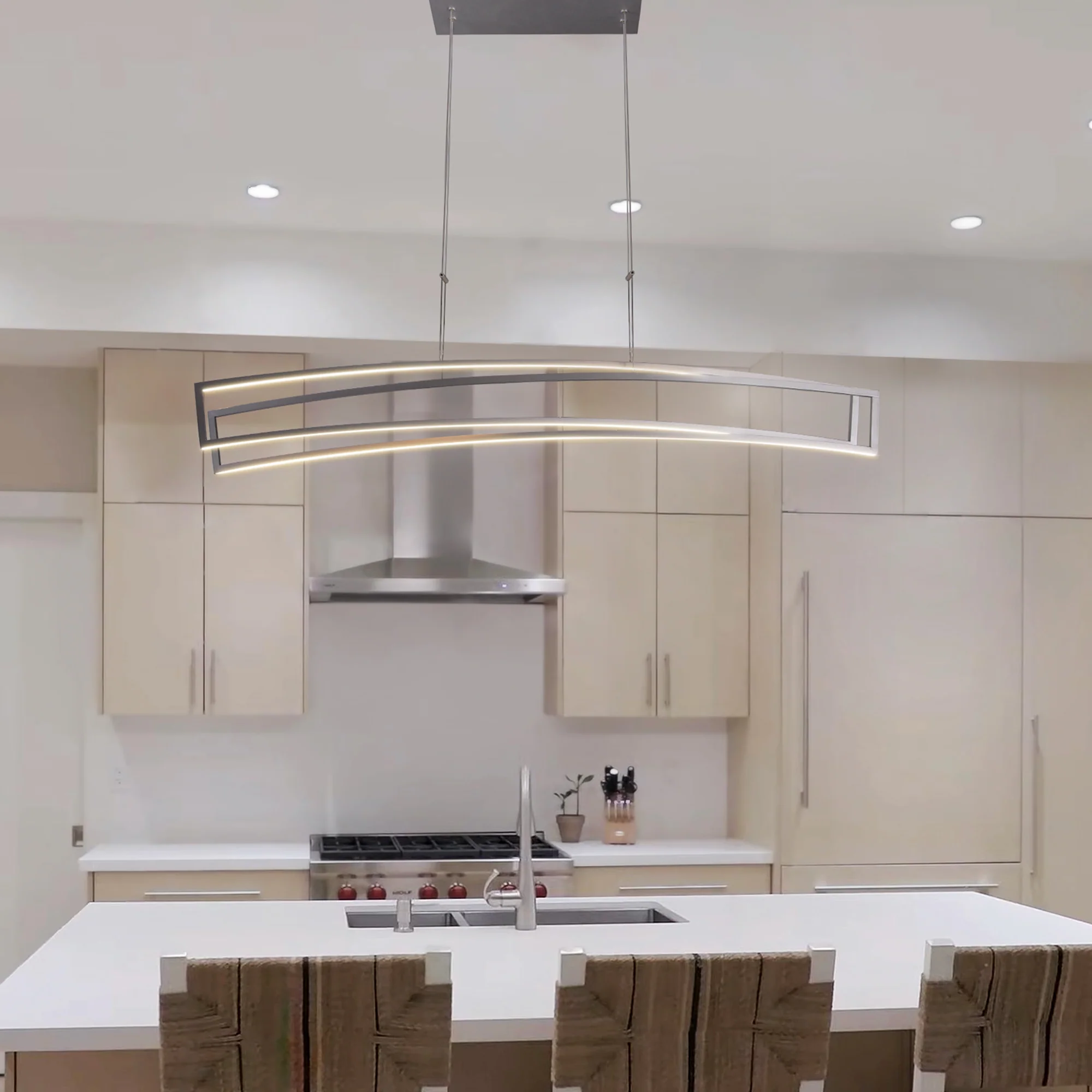 VONN Sirius VMC33440AL 46" ETL Certified Integrated LED Pendant, Height Adjustable Chandelier in Silver - Image 2