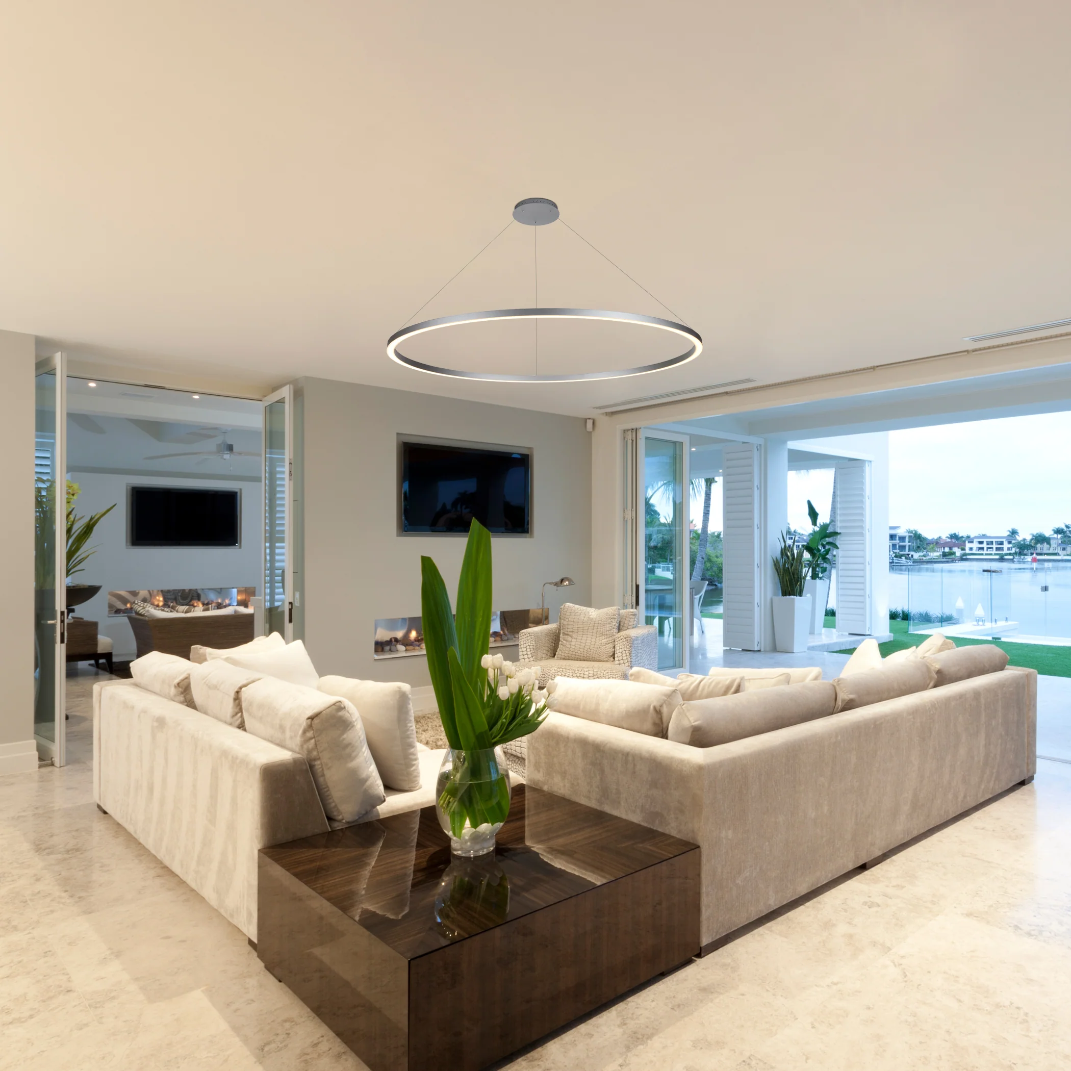 VONN Tania VMC34911AL 39" ETL Certified Integrated LED Ring Chandelier Height Adjustable Pendant in Silver