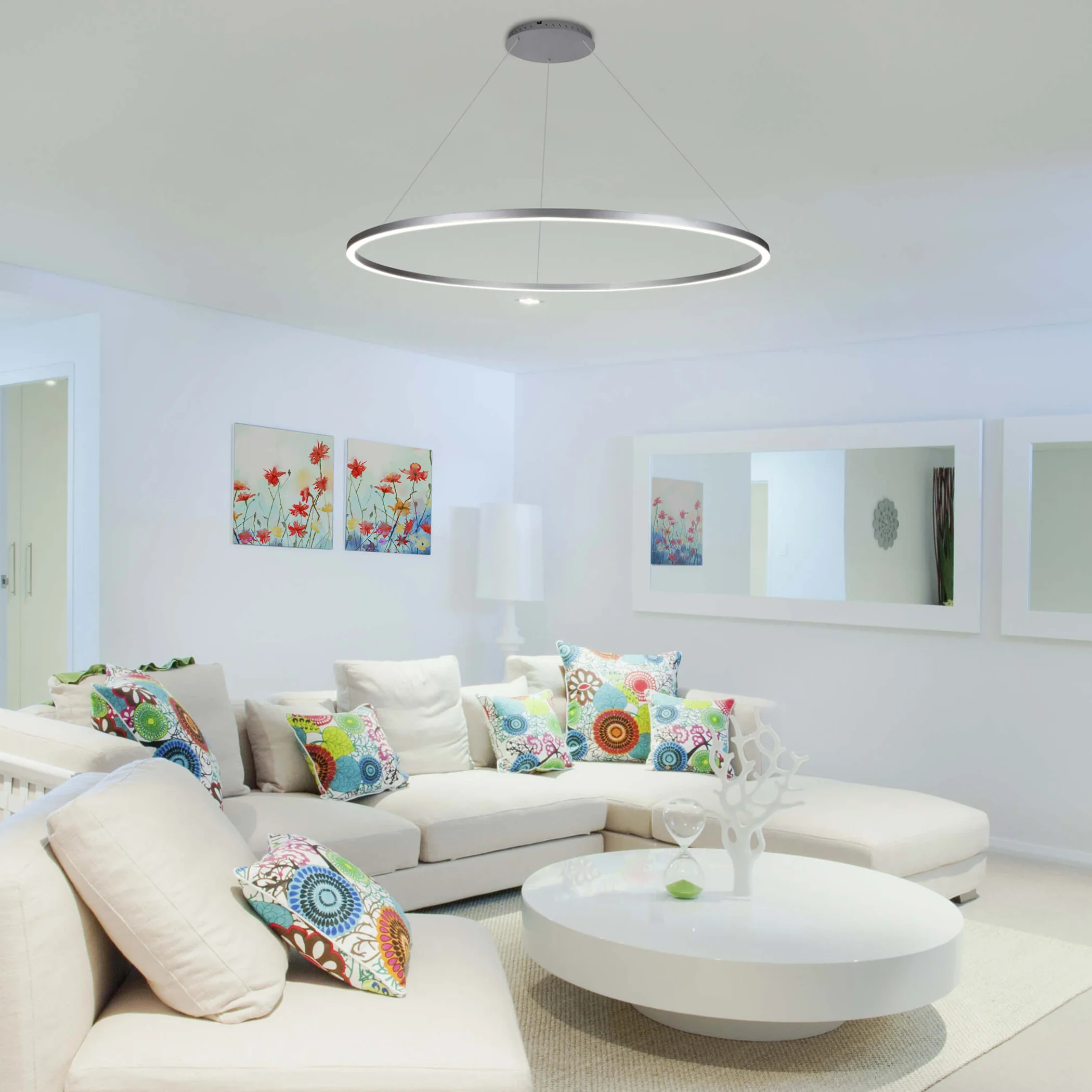 VONN Tania VMC34911AL 39" ETL Certified Integrated LED Ring Chandelier Height Adjustable Pendant in Silver - Image 3