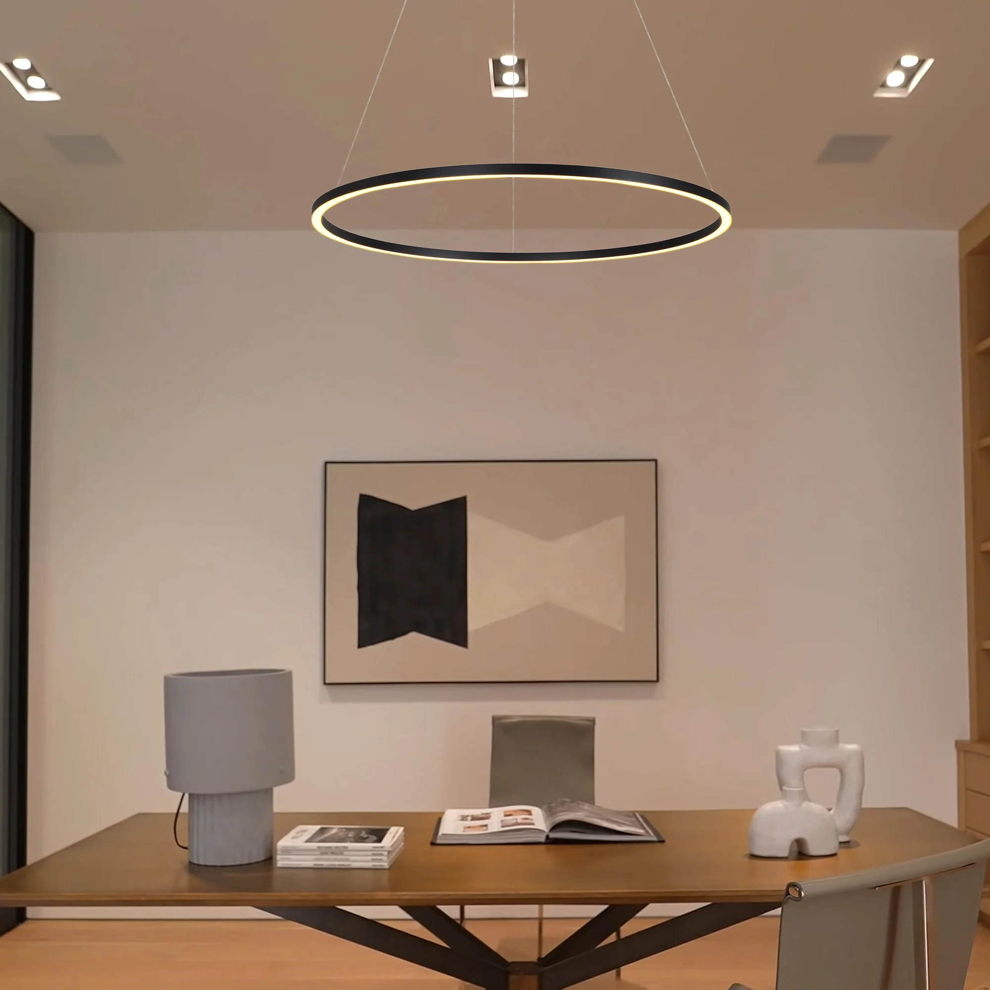 VONN Tania VMC34911BL 39" ETL Certified Integrated LED Ring Chandelier Height Adjustable Pendant in Black - Image 5