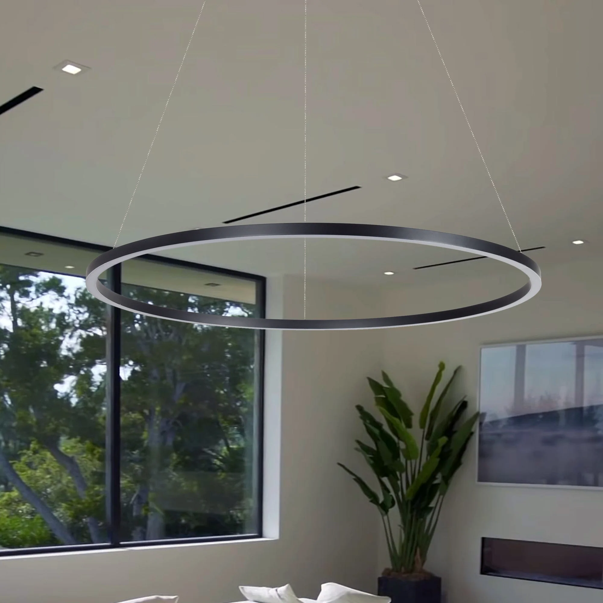 VONN Tania VMC34911BL 39" ETL Certified Integrated LED Ring Chandelier Height Adjustable Pendant in Black - Image 6