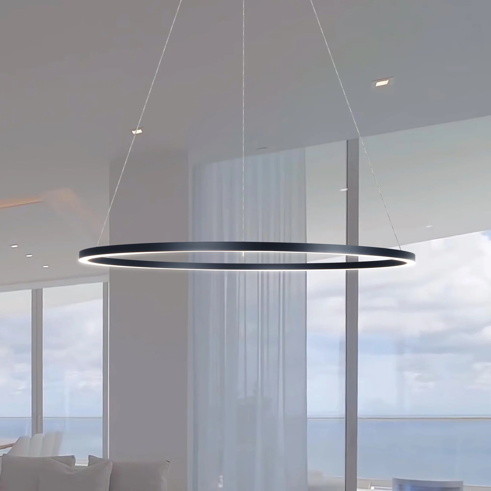 VONN Tania VMC34911BL 39" ETL Certified Integrated LED Ring Chandelier Height Adjustable Pendant in Black - Image 7