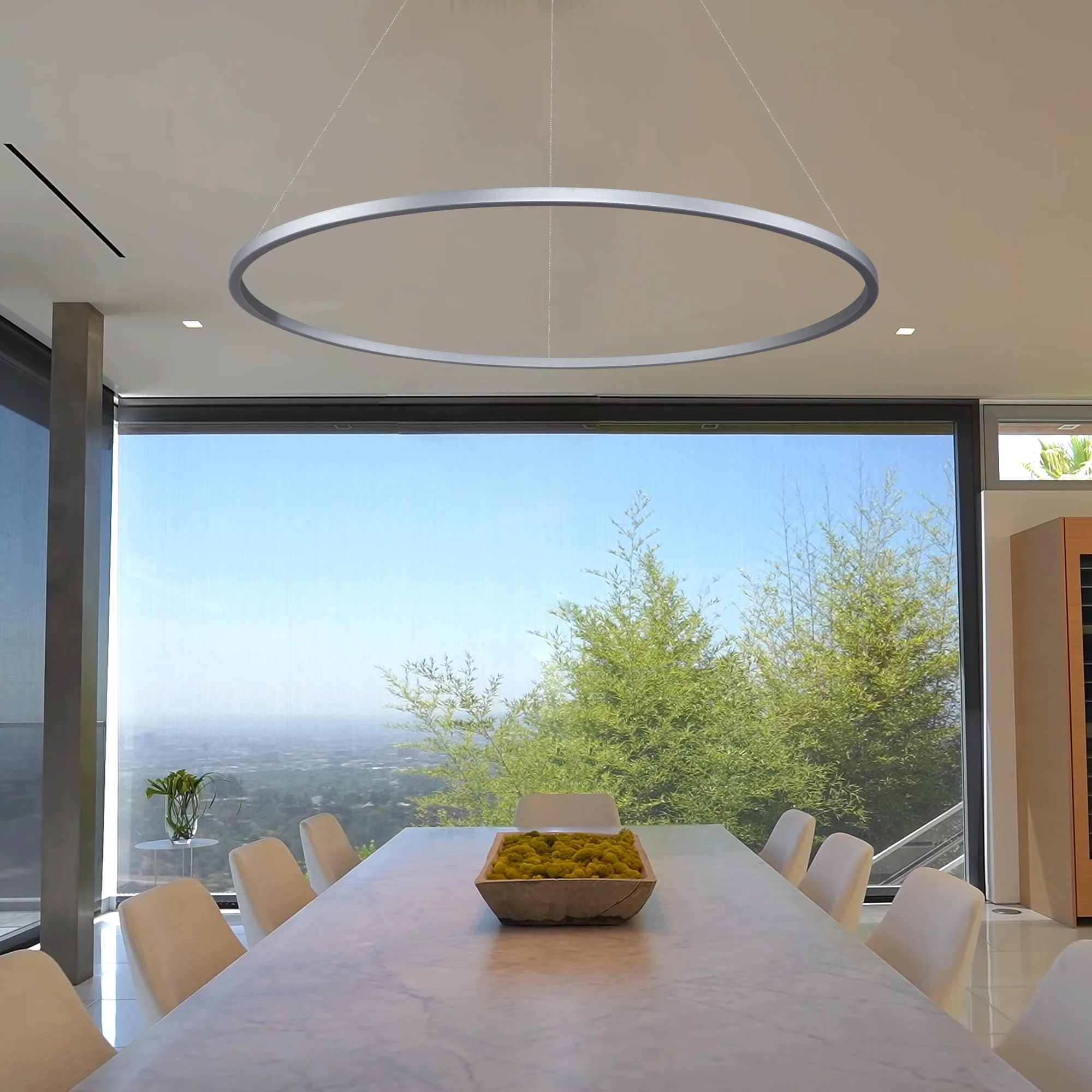 VONN Tania VMC34912AL 51" ETL Certified Integrated LED Ring Chandelier Height Adjustable Pendant in Silver - Image 4