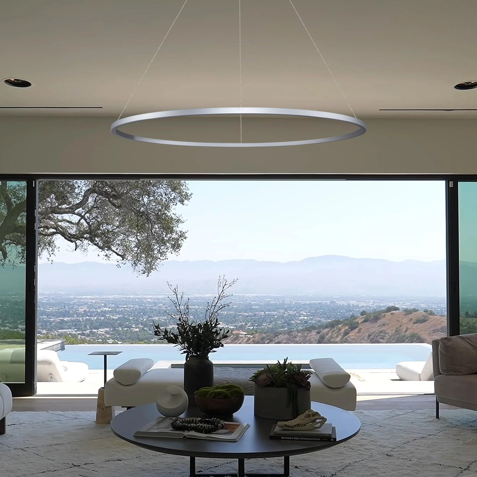 VONN Tania VMC34912AL 51" ETL Certified Integrated LED Ring Chandelier Height Adjustable Pendant in Silver - Image 5