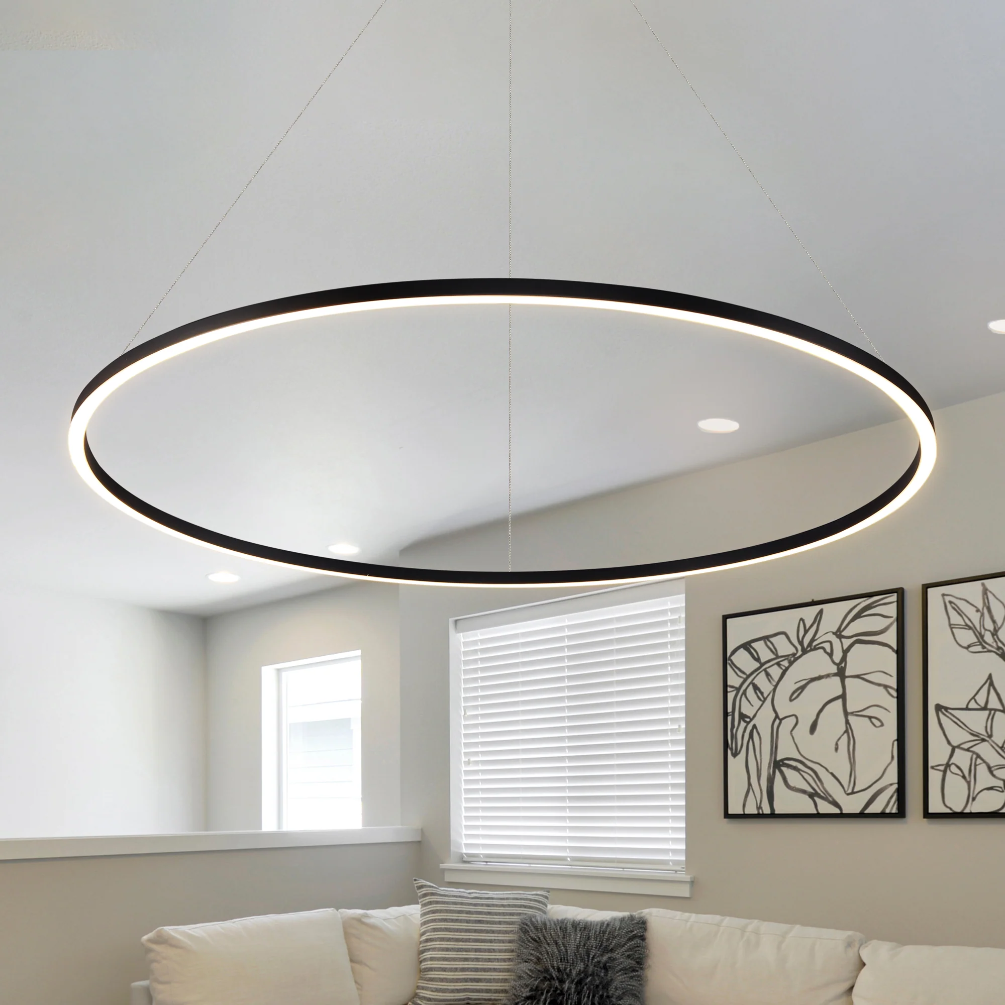 VONN Tania VMC34912BL 51" ETL Certified Integrated LED Ring Chandelier Height Adjustable Pendant in Black - Image 3
