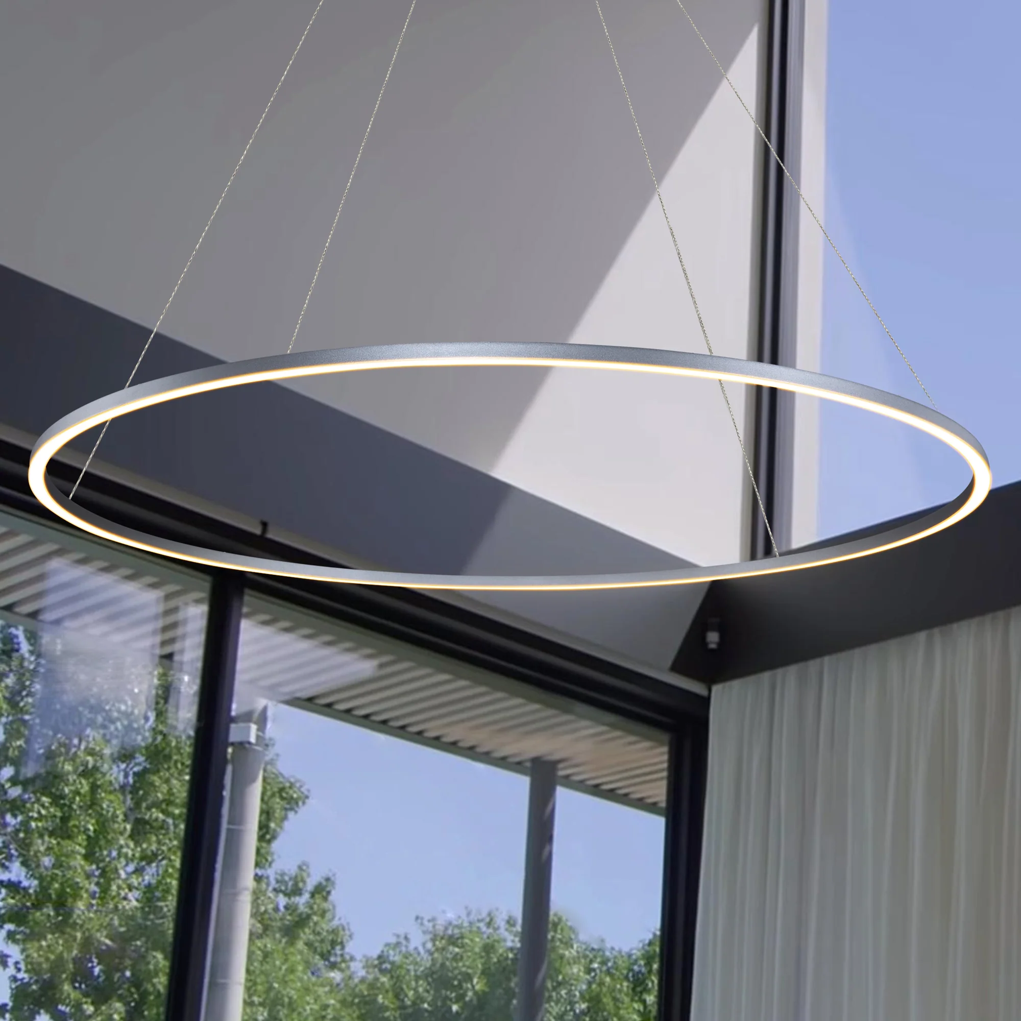 VONN Tania VMC34972AL 72" Integrated LED ETL Certified Ring Chandelier, Height Adjustable Pendant in Silver - Image 5