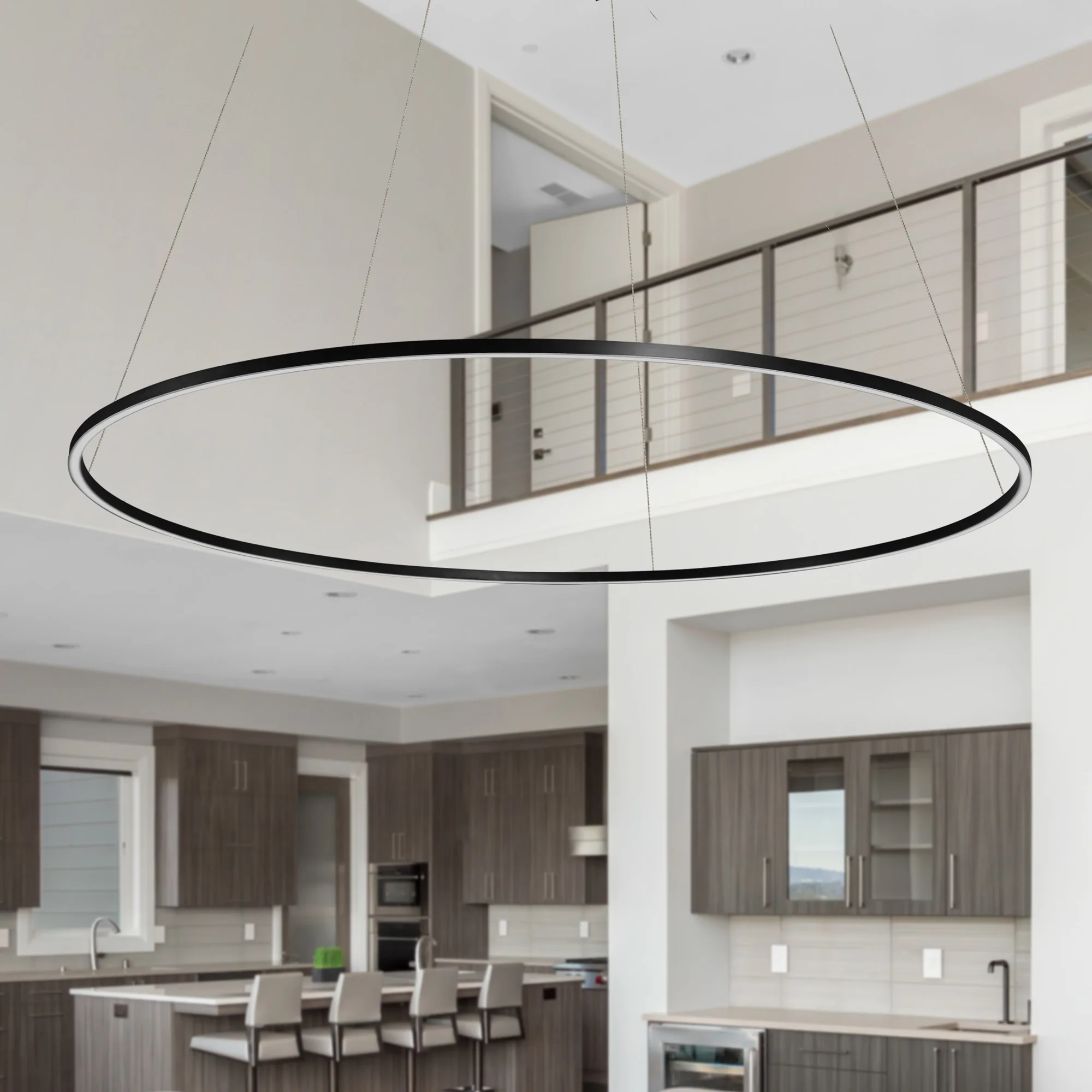 VONN Tania VMC34972BL 72" Integrated LED ETL Certified Ring Chandelier, Height Adjustable Pendant in Black - Image 6