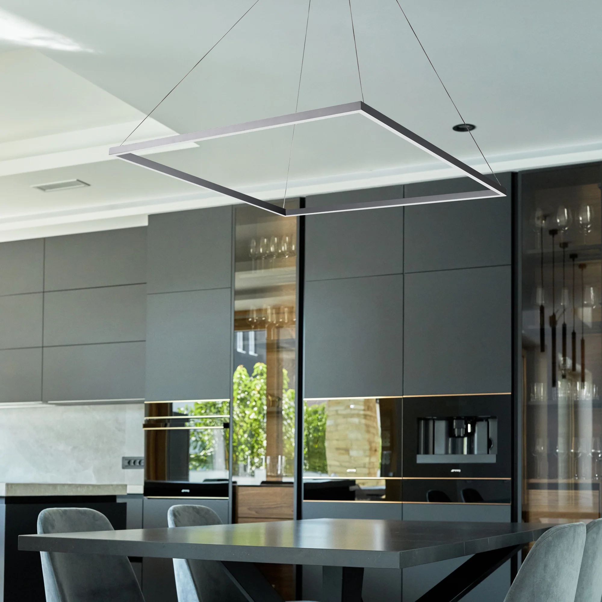 VONN Atria VMC35511AL 39" ETL Certified Integrated LED Square Chandelier, Height Adjustable Pendant in Silver - Image 4