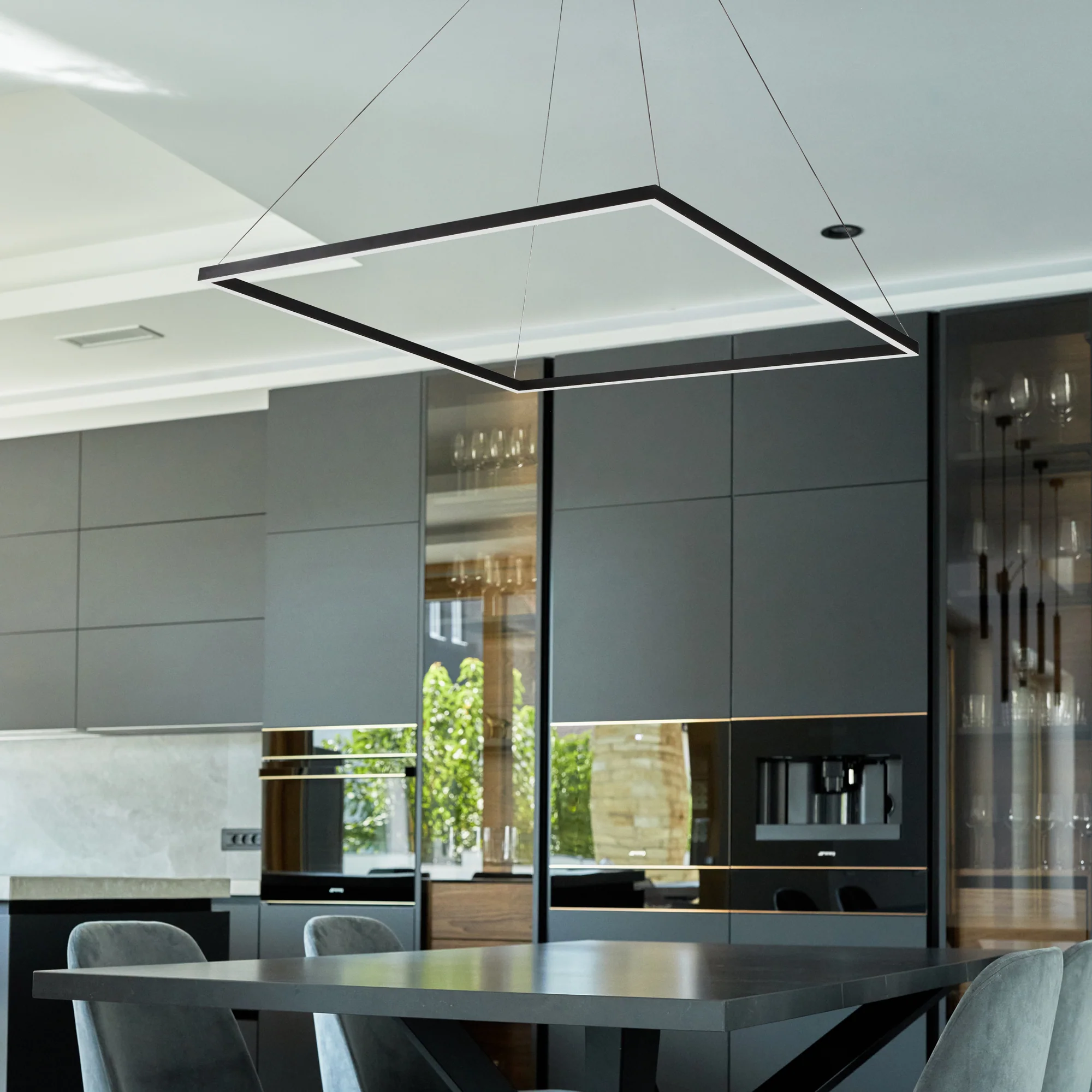 VONN Atria VMC35511BL 39" ETL Certified Integrated LED Square Chandelier, Height Adjustable Pendant in Black - Image 4