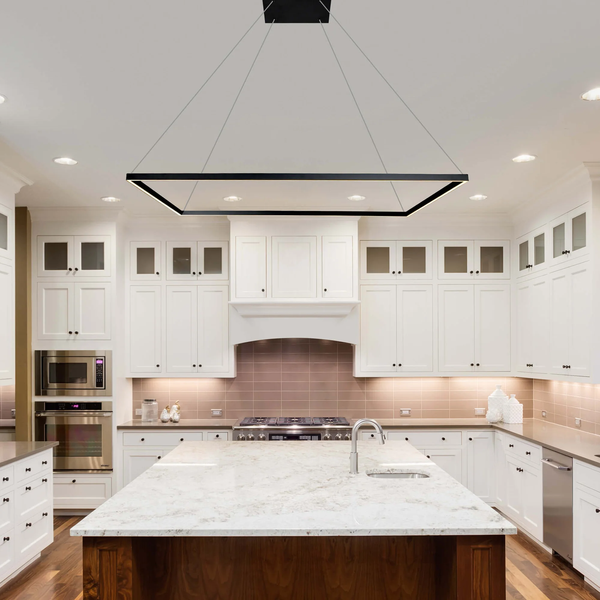 VONN Atria VMC35511BL 39" ETL Certified Integrated LED Square Chandelier, Height Adjustable Pendant in Black - Image 7