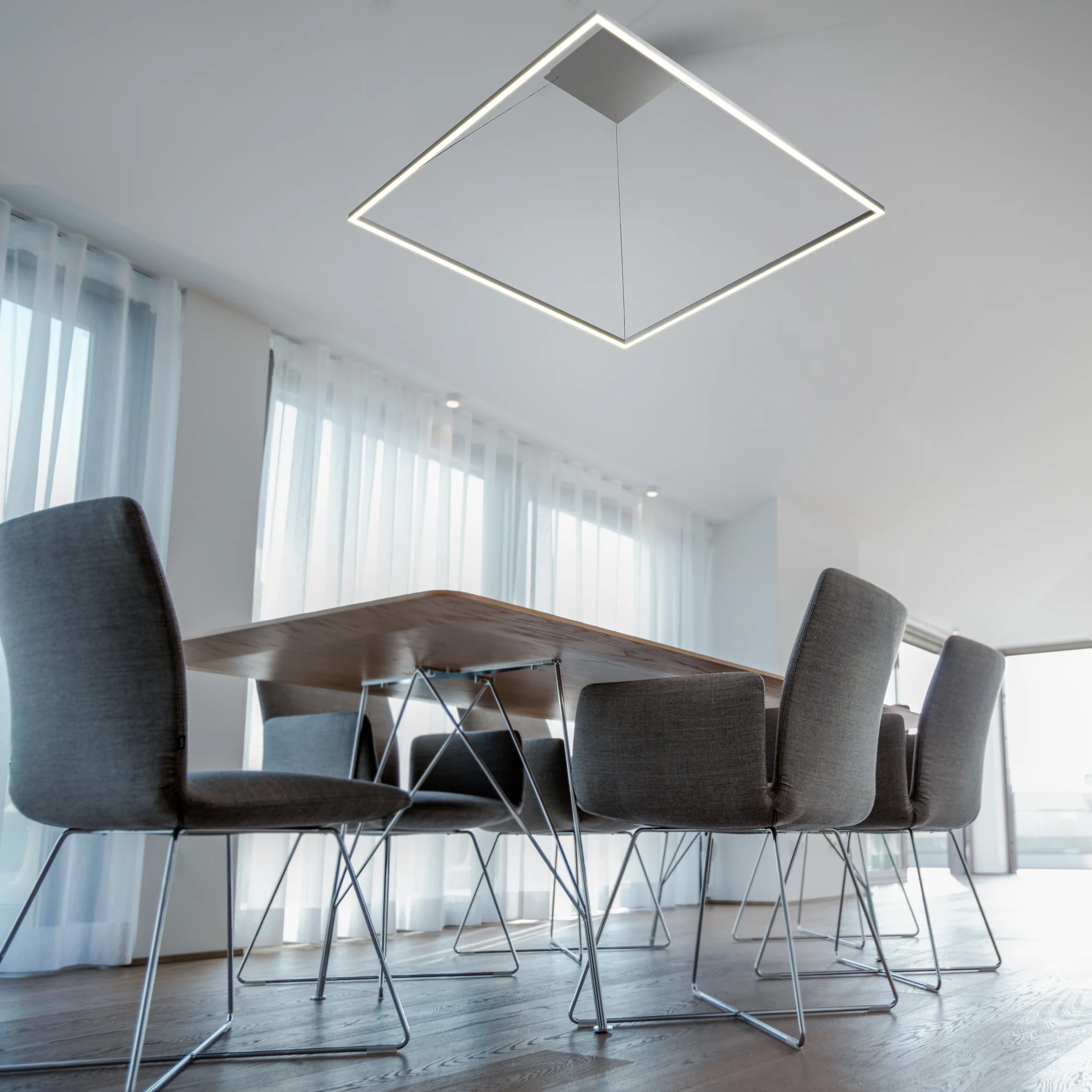VONN Atria VMC35512AL 51" ETL Certified Integrated LED Square Chandelier Height Adjustable Pendant in Silver - Image 4