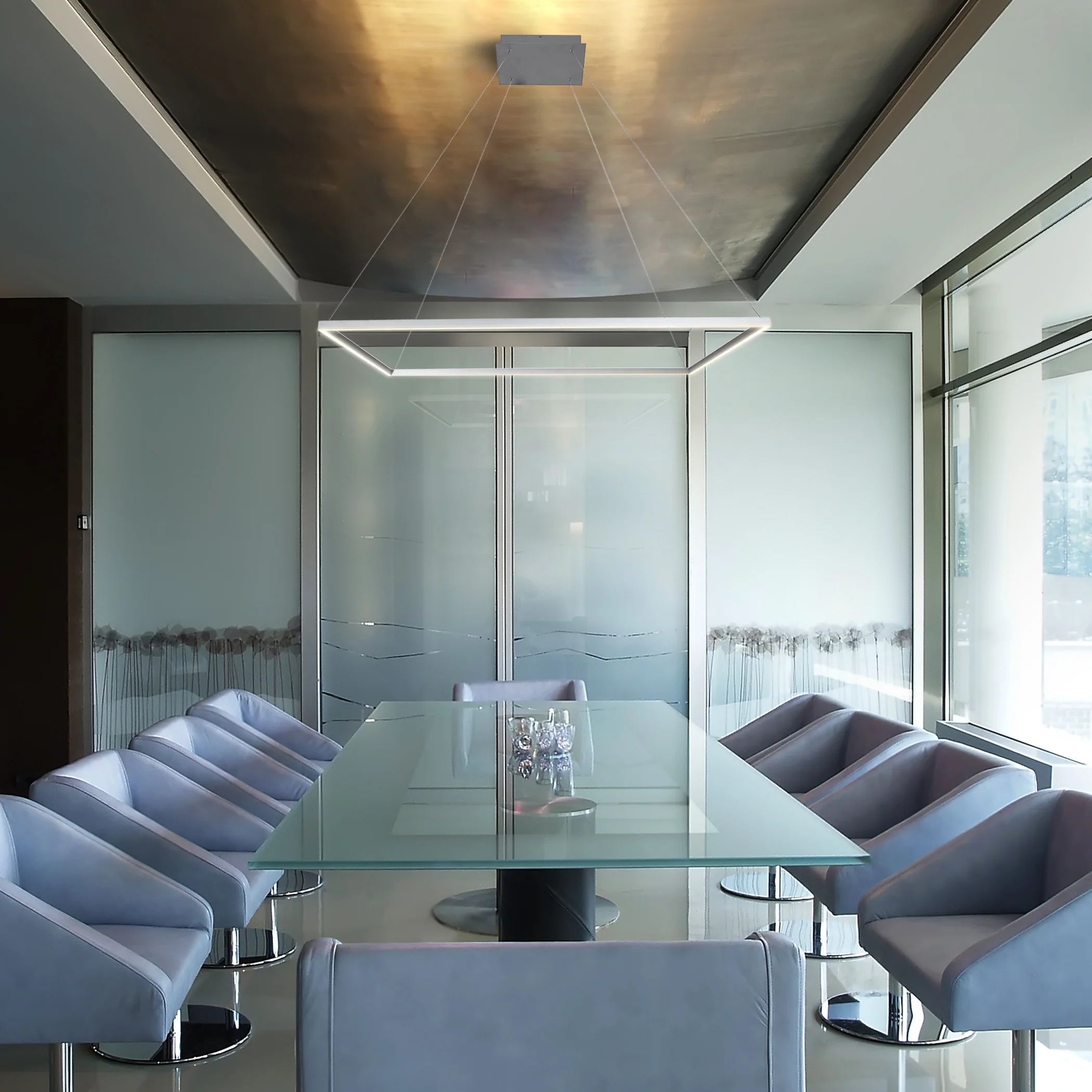 VONN Atria VMC35512AL 51" ETL Certified Integrated LED Square Chandelier Height Adjustable Pendant in Silver - Image 5