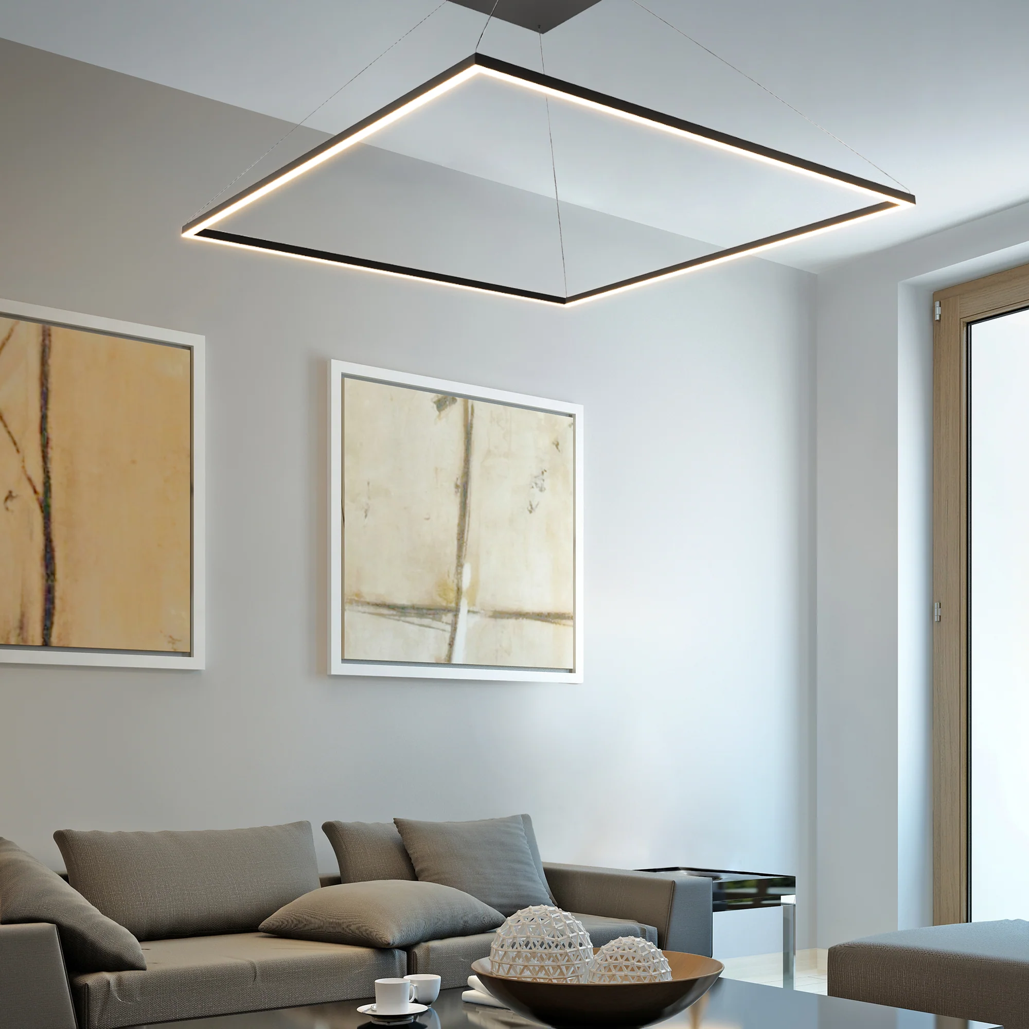 VONN Atria VMC35512BL 51" ETL Certified Integrated LED Square Chandelier Height Adjustable Pendant in Black - Image 3