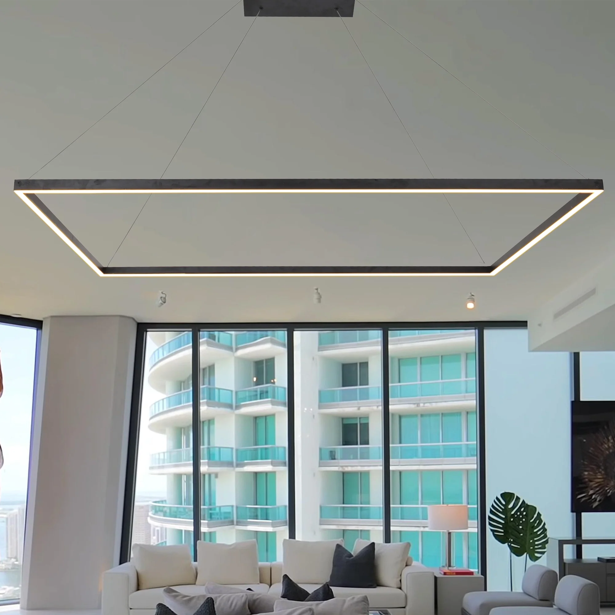 VONN Atria VMC35512BL 51" ETL Certified Integrated LED Square Chandelier Height Adjustable Pendant in Black - Image 4