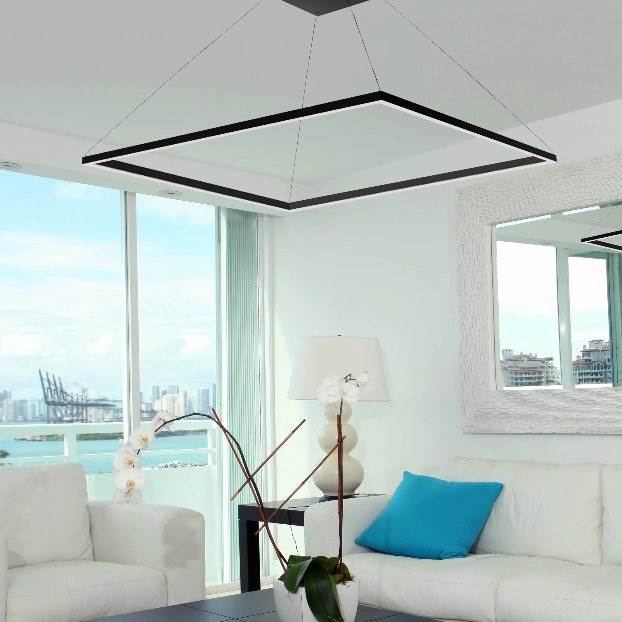 VONN Atria VMC35512BL 51" ETL Certified Integrated LED Square Chandelier Height Adjustable Pendant in Black - Image 5