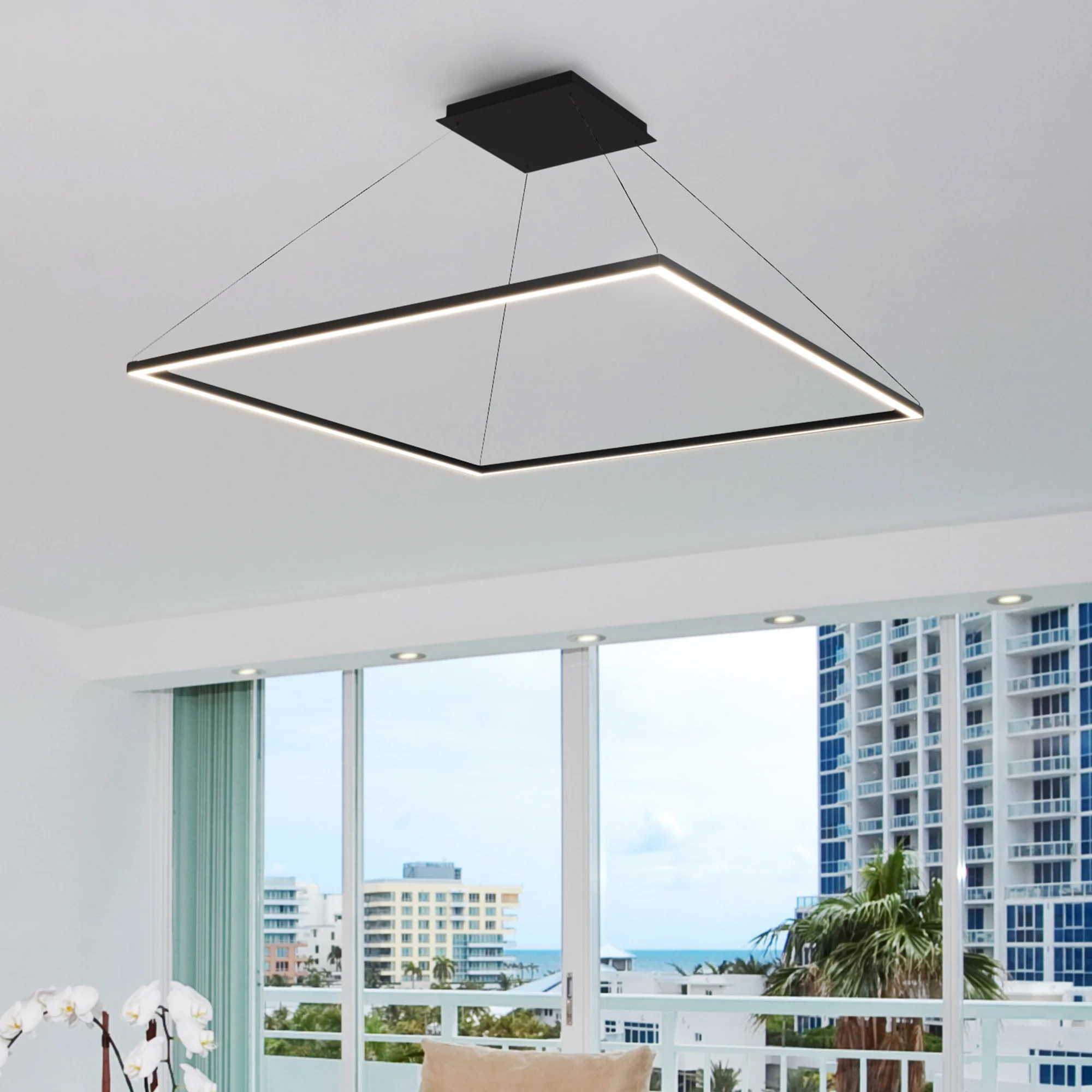 VONN Atria VMC35512BL 51" ETL Certified Integrated LED Square Chandelier Height Adjustable Pendant in Black - Image 6