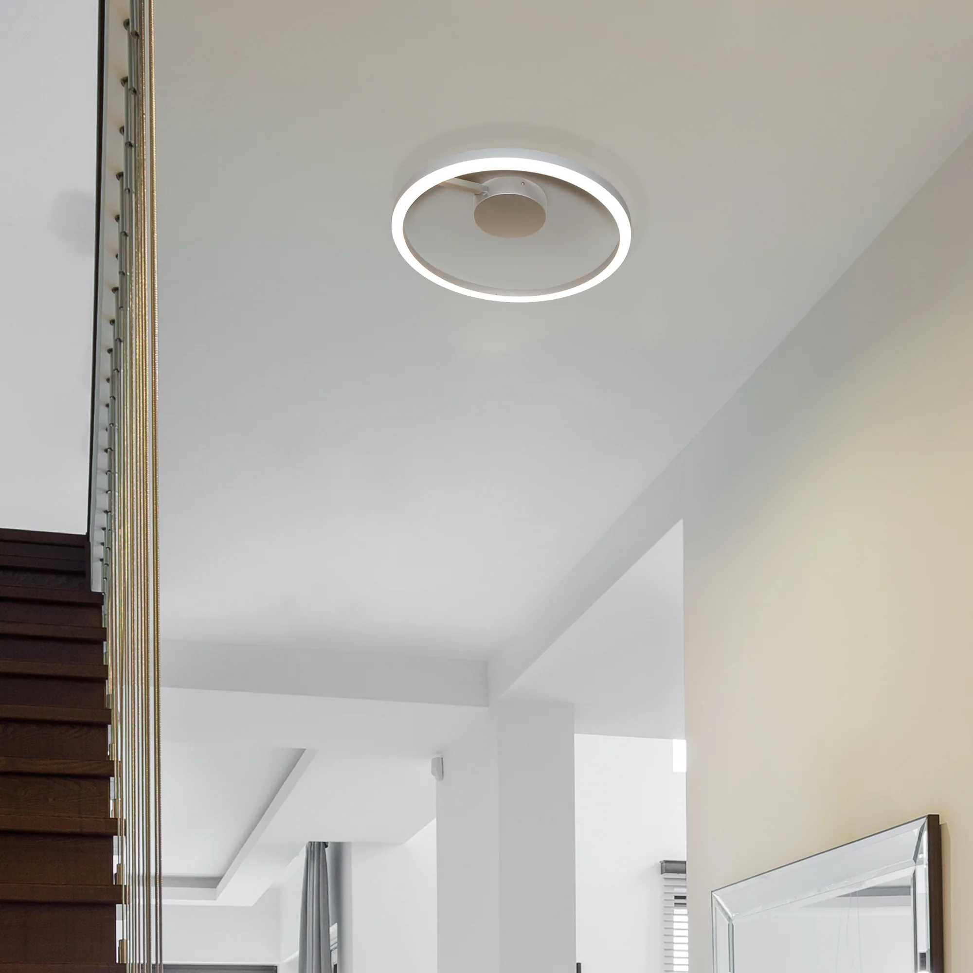 VONN Zuben VMCF41300AL 20" Integrated LED ETL Certified Ceiling Lighting Circular Semi Flush in Silver - Image 2